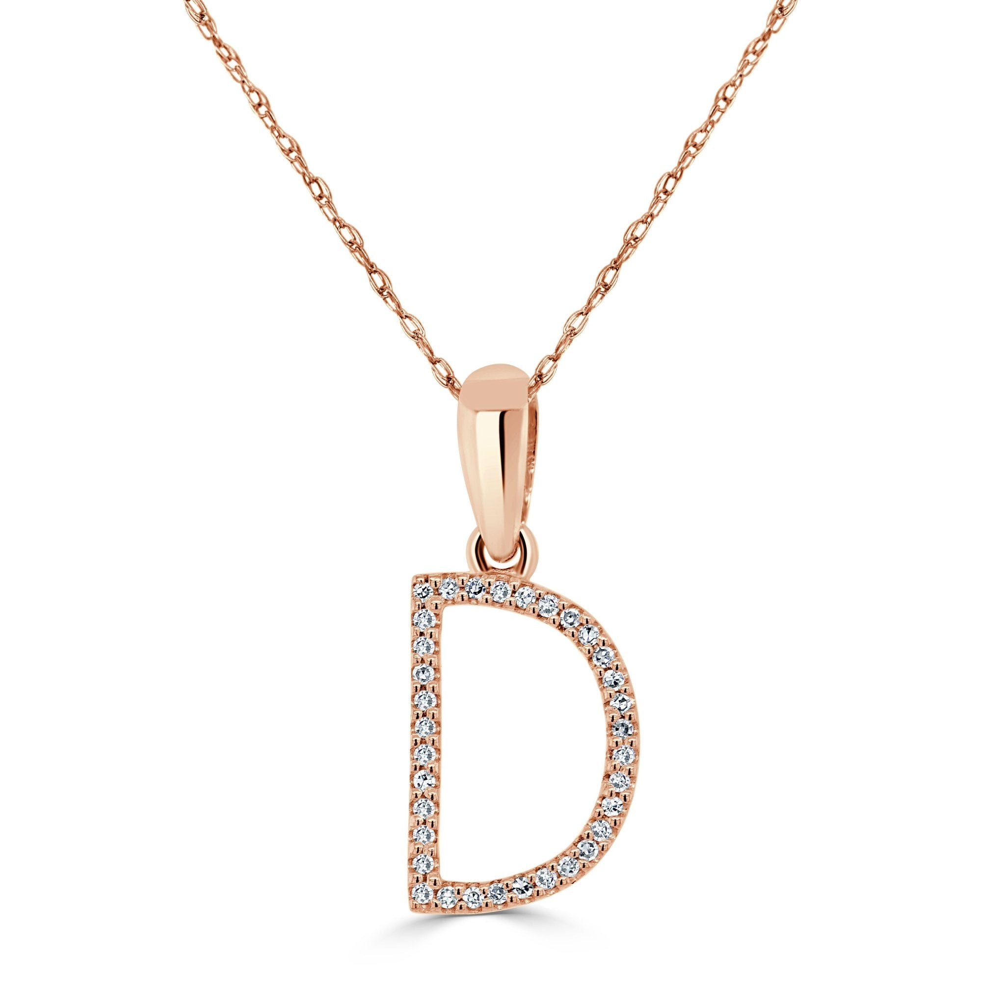 Rose Gold Diamond Initial Necklace