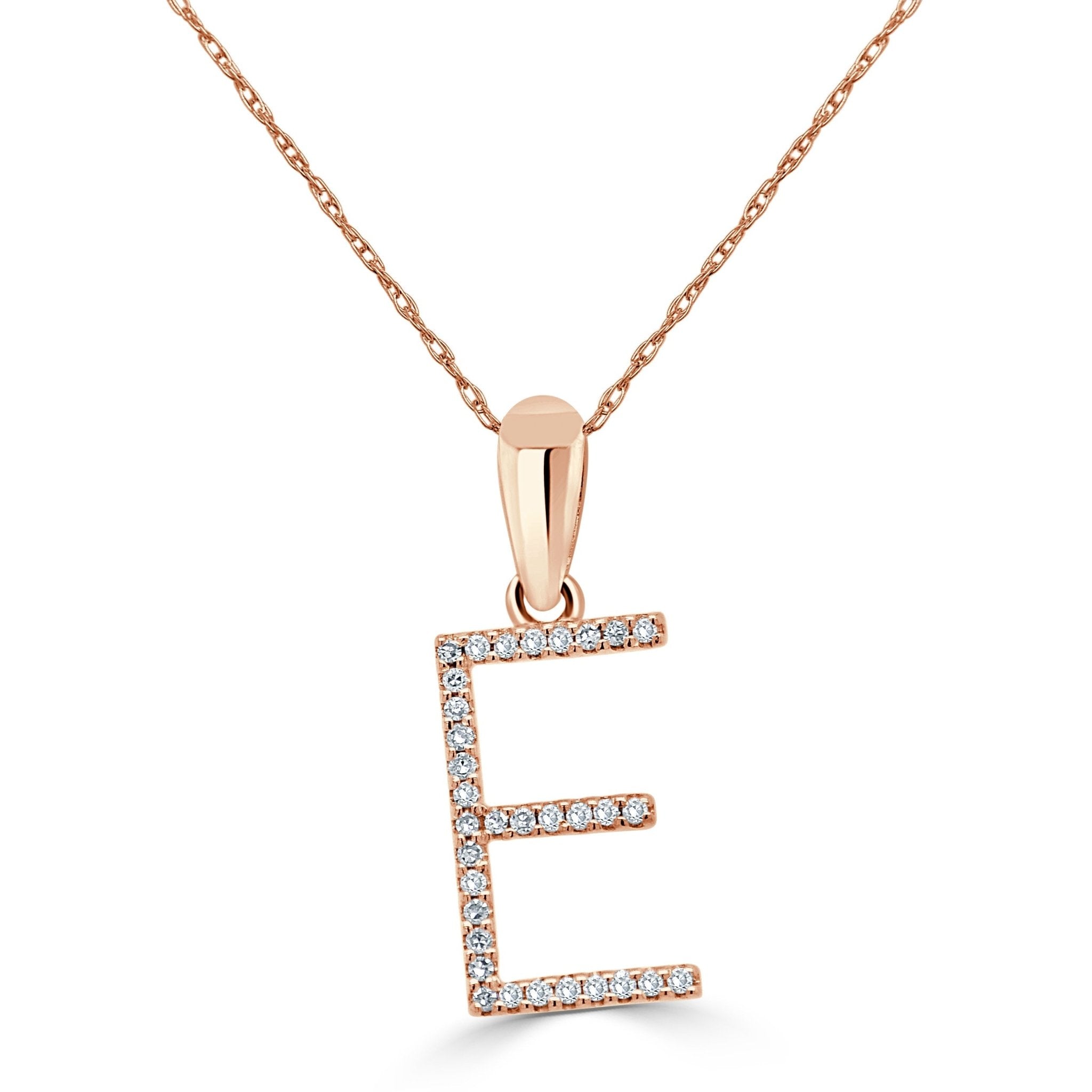Rose Gold Diamond Initial Necklace