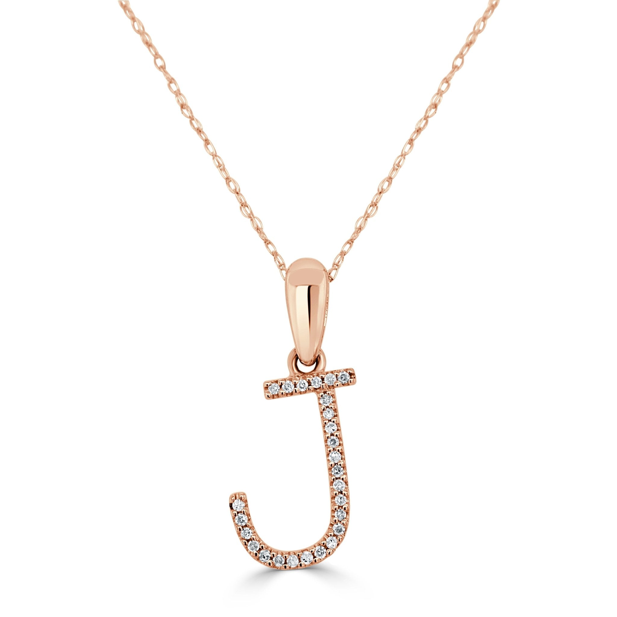 Rose Gold Diamond Initial Necklace