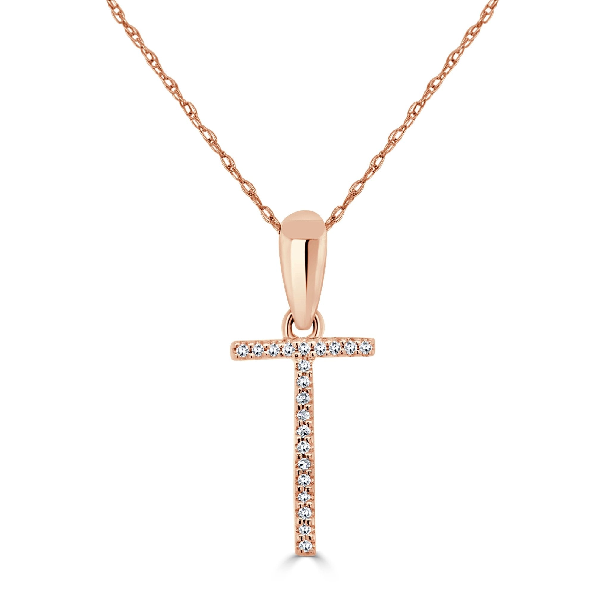 Rose Gold Diamond Initial Necklace