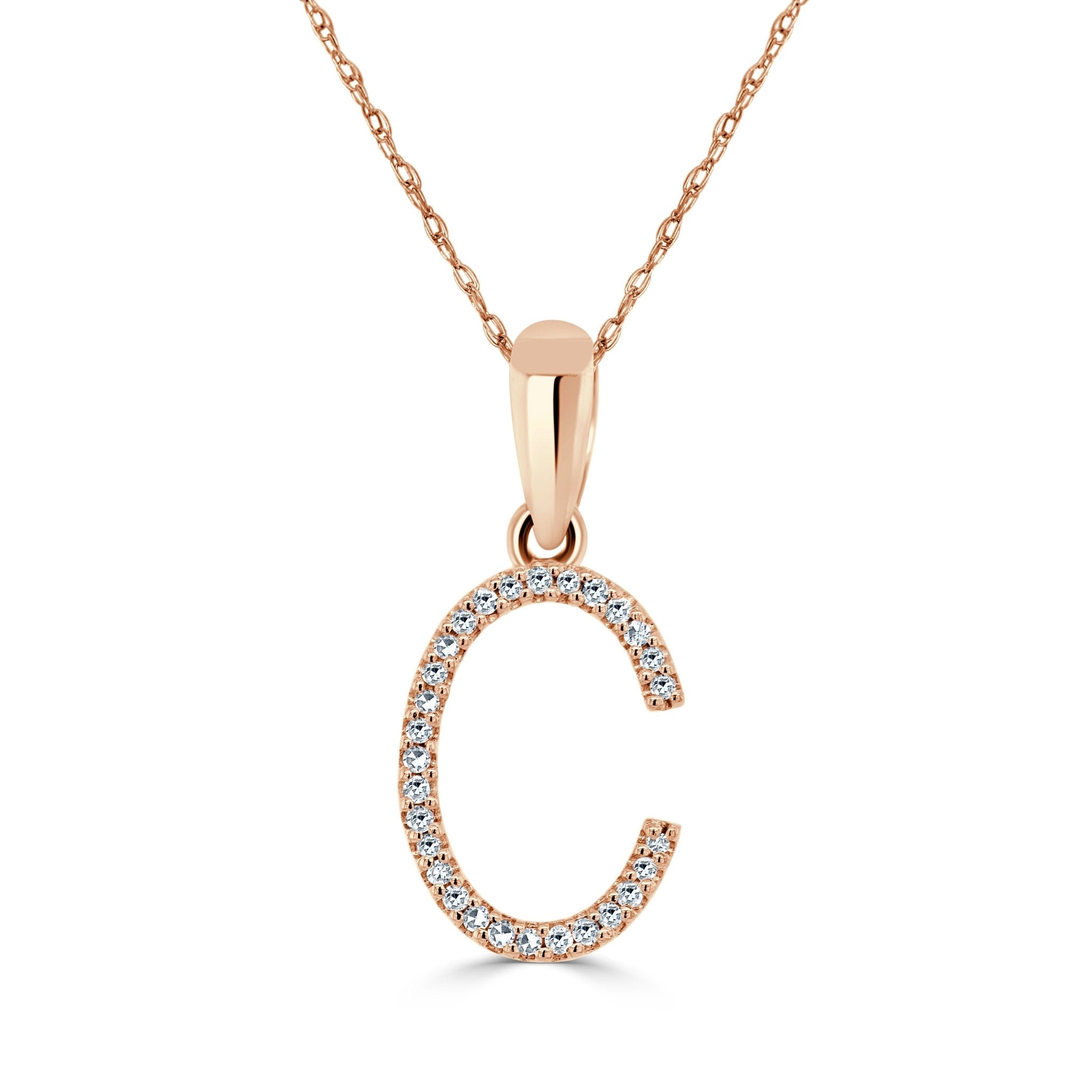 Rose Gold Diamond Initial Necklace