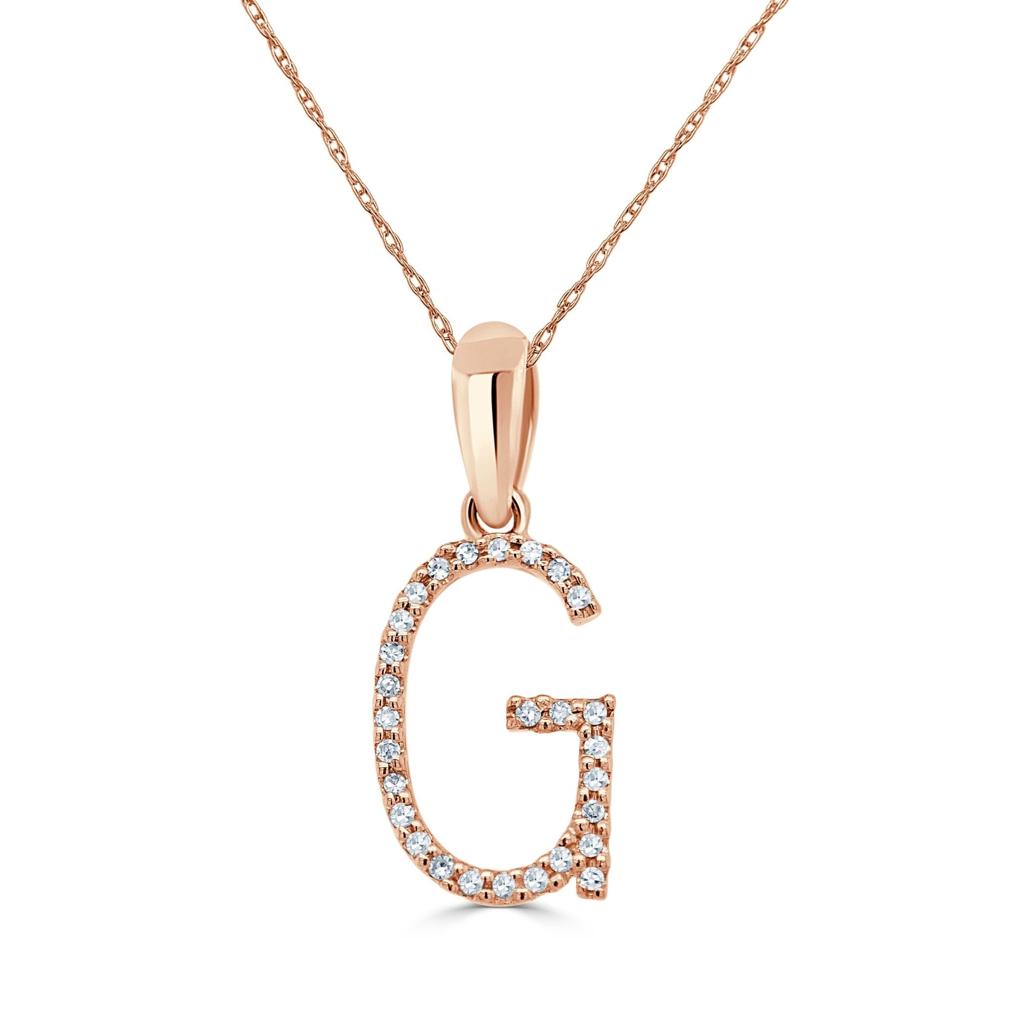 Rose Gold Diamond Initial Necklace