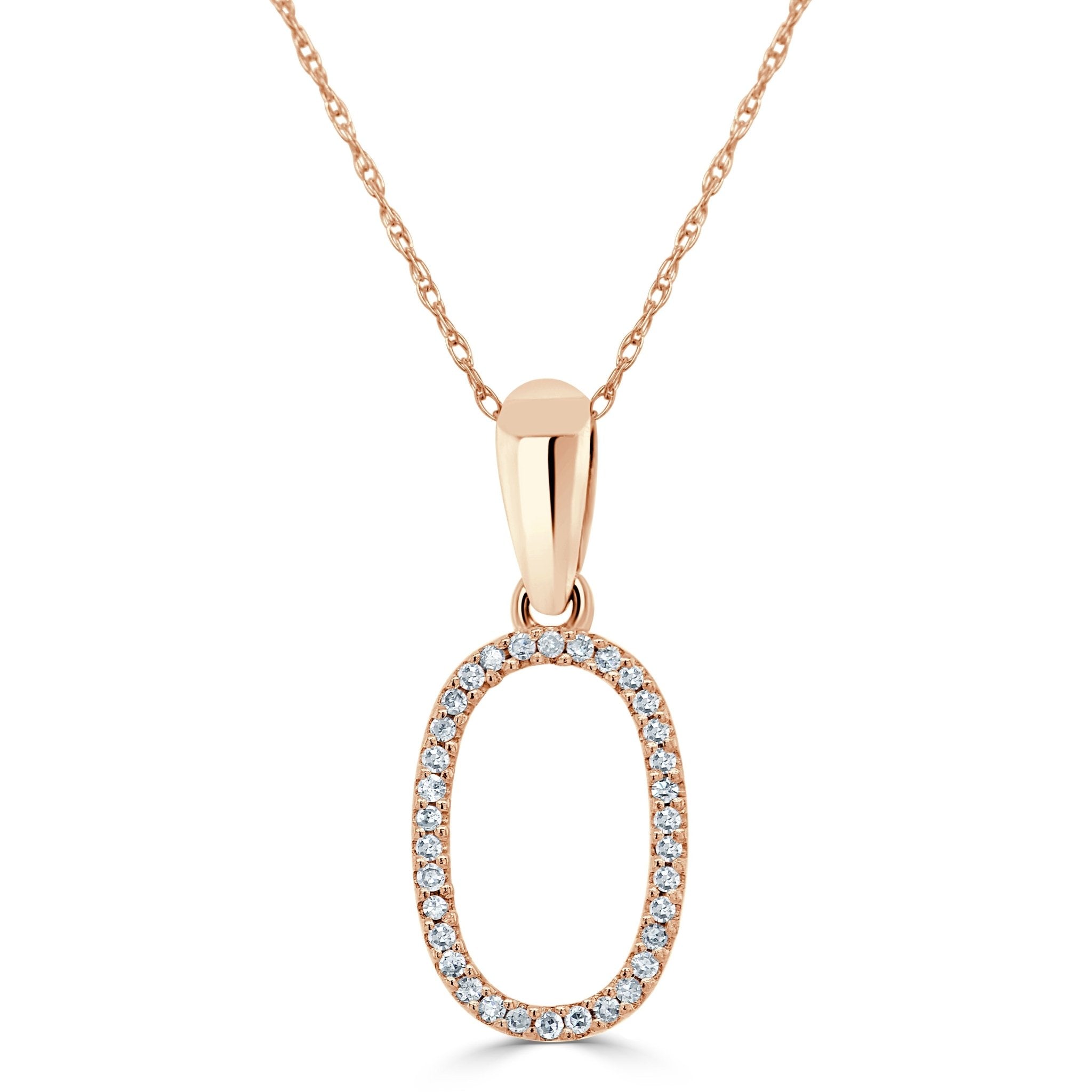 Rose Gold Diamond Initial Necklace