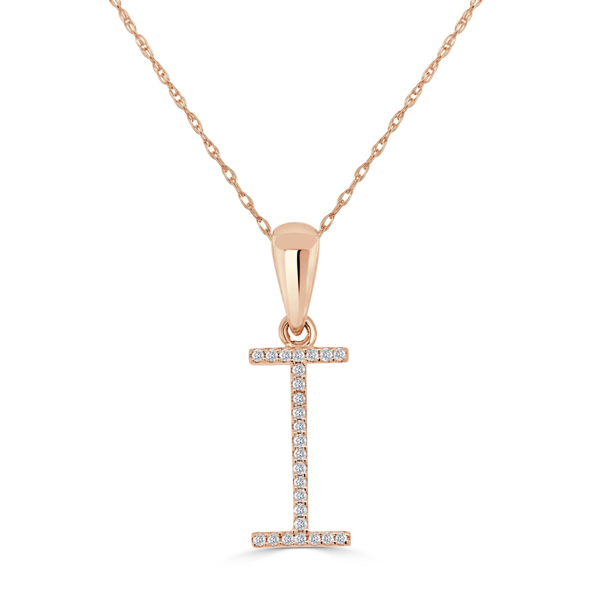 Rose Gold Diamond Initial Necklace