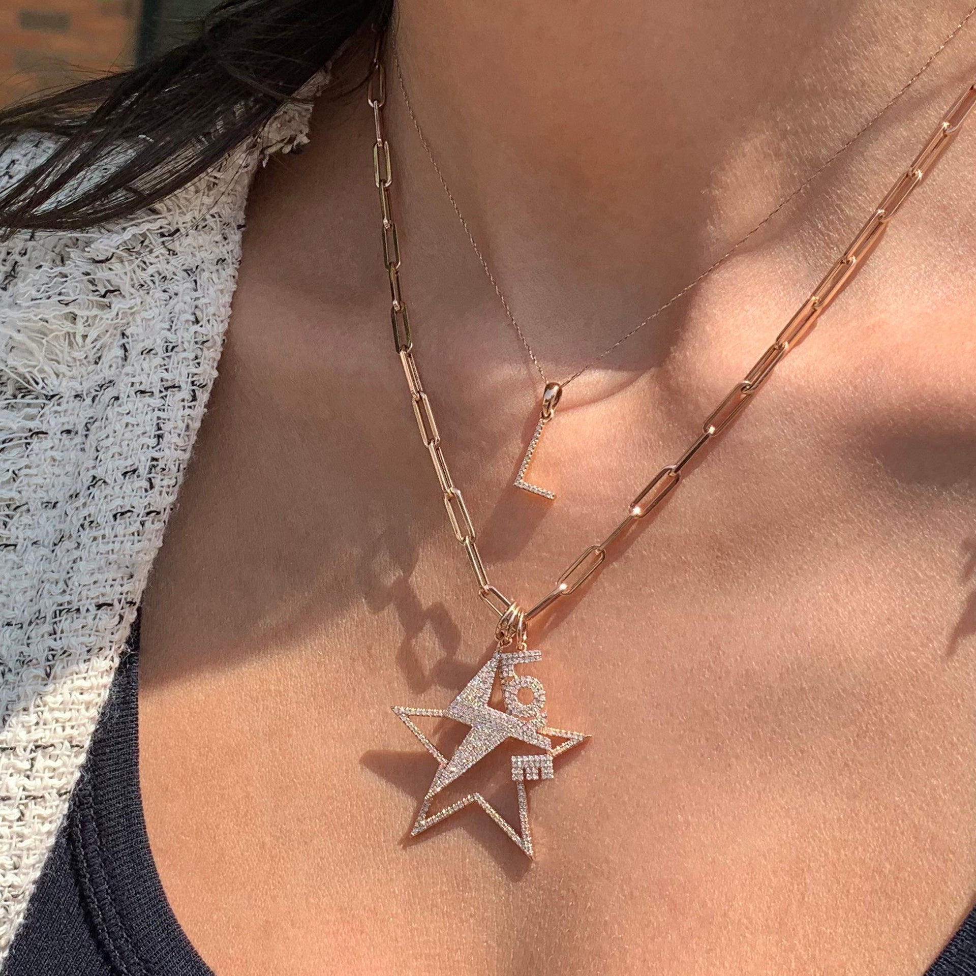 Rose Gold Diamond Initial Necklace