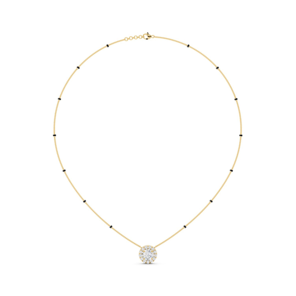 Round Halo Diamond Mangalsutra