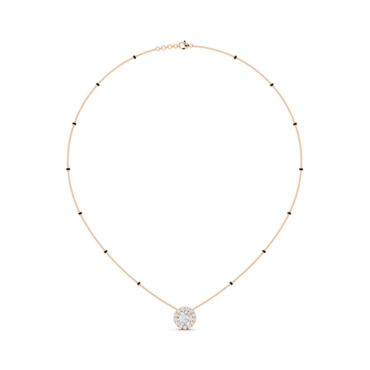 Round Halo Diamond Mangalsutra