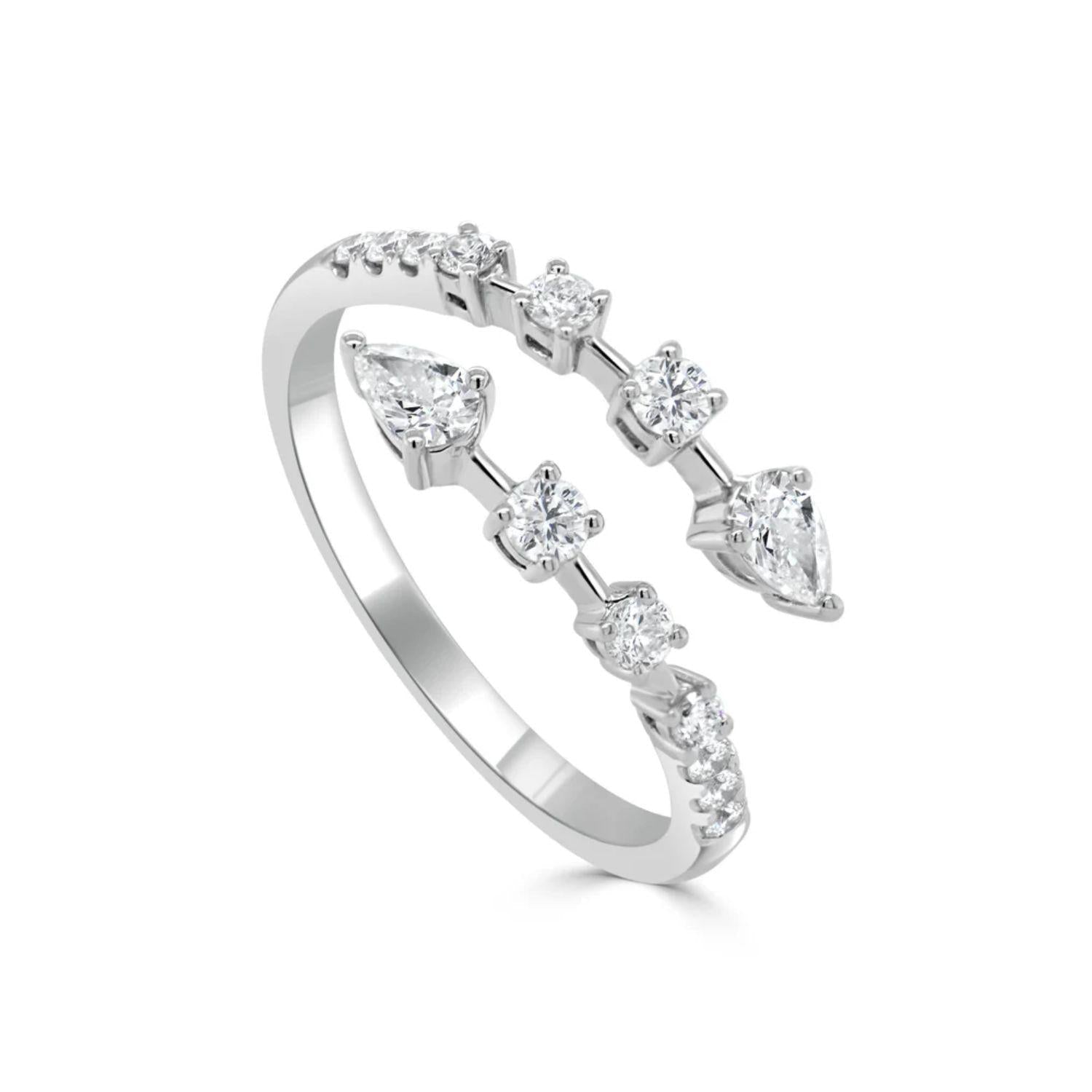 Round Pear - Shape Diamond Open Wrap Ring