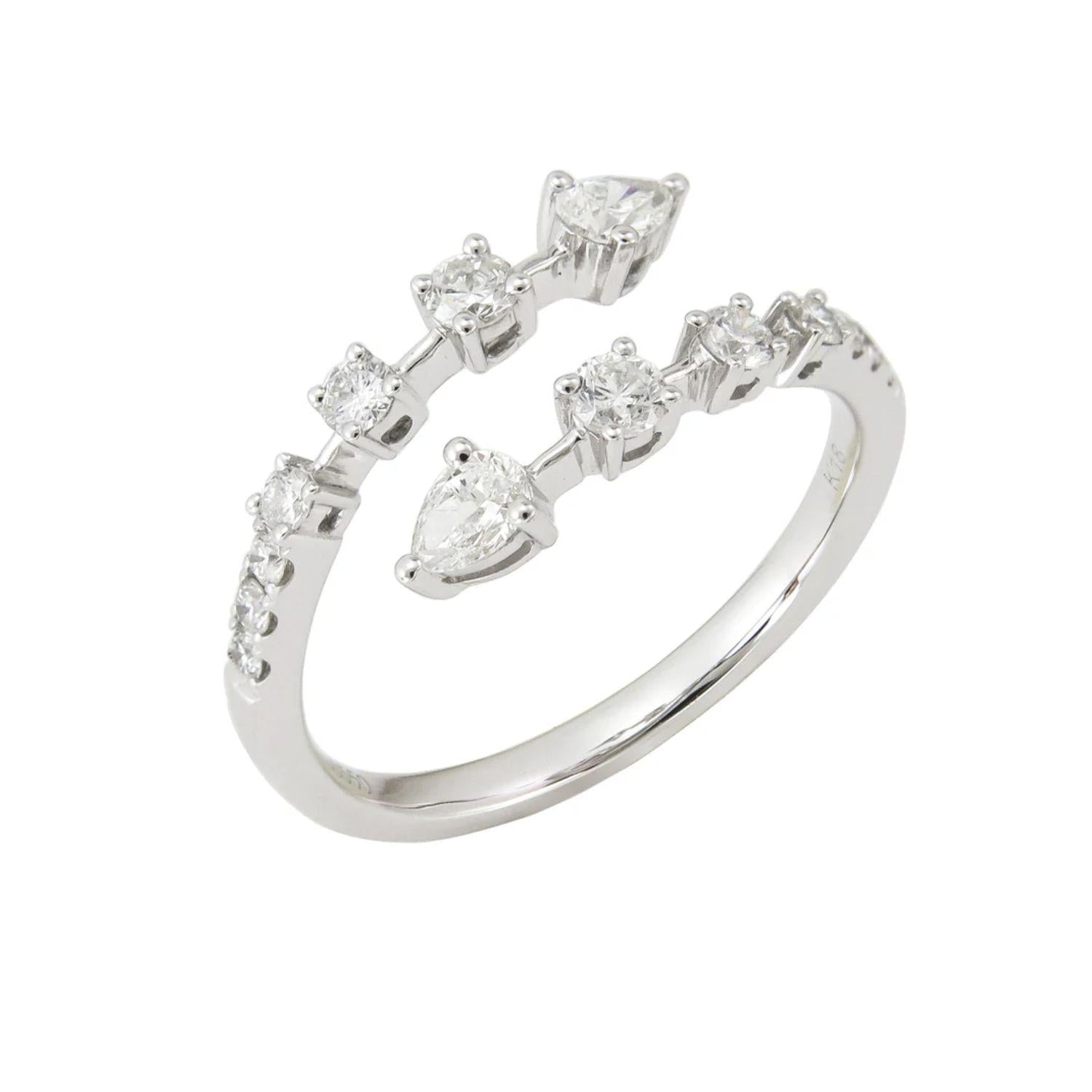 Round Pear - Shape Diamond Open Wrap Ring