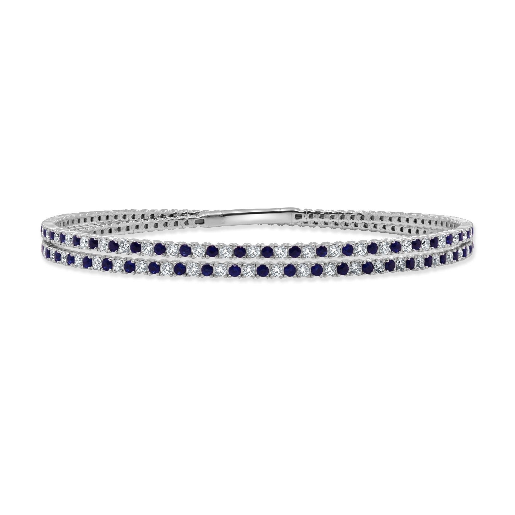Sapphire Diamond Flexible Wrap Bangle