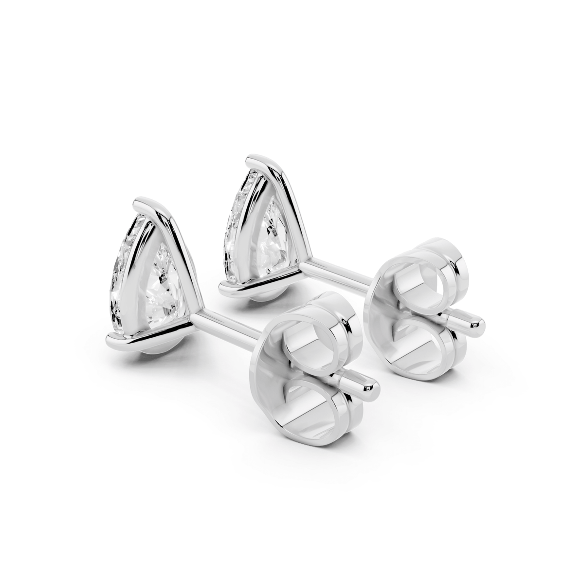 Pair of pear-shaped lab-grown diamond stud earrings