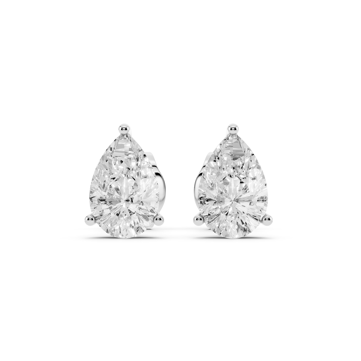 Pair of pear-shaped lab-grown diamond stud earrings
