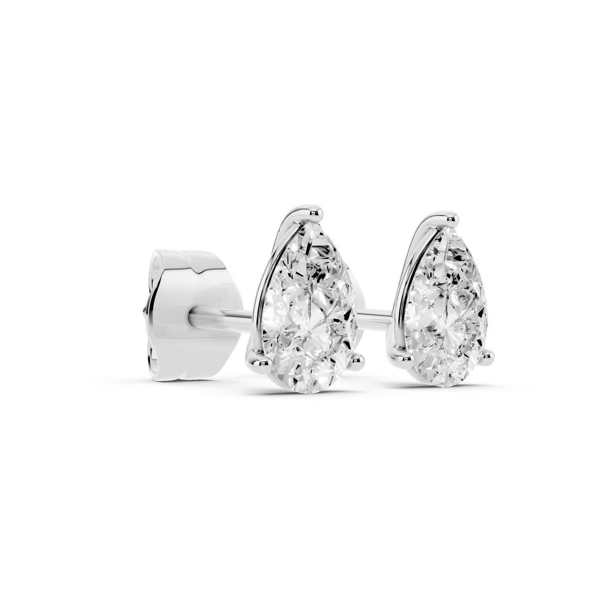 Pair of pear-shaped lab-grown diamond stud earrings