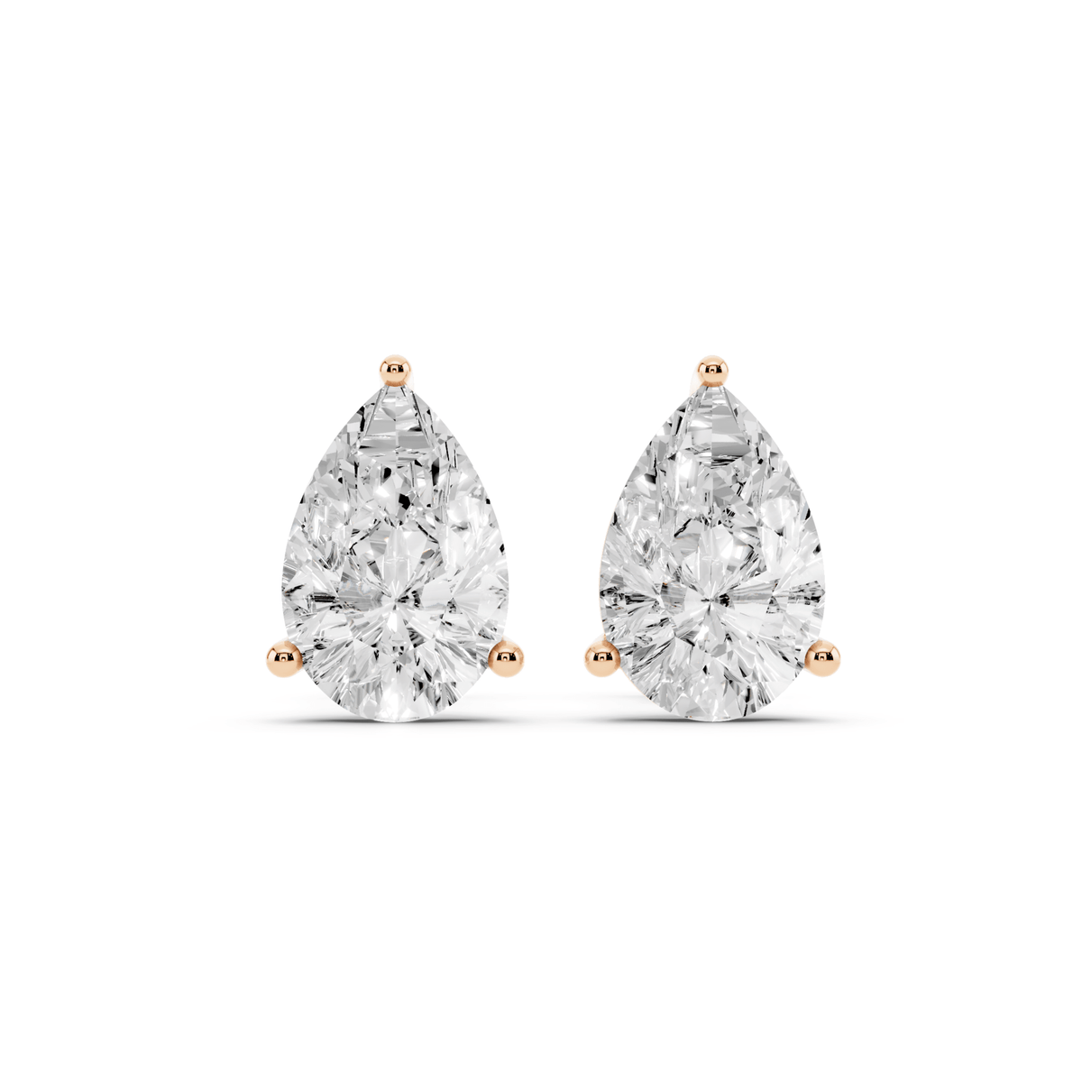 Pair of pear-shaped lab-grown diamond stud earrings