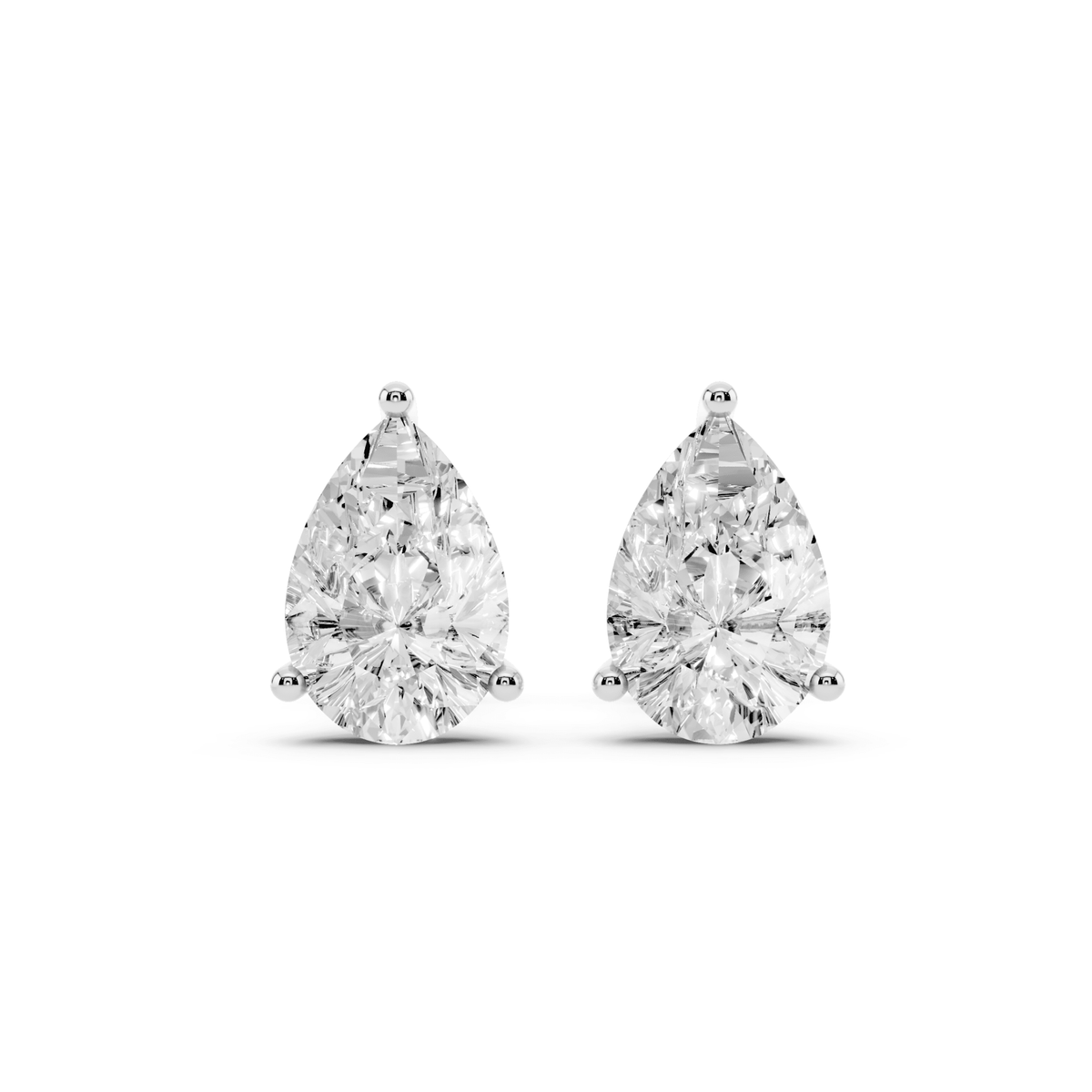 Pair of pear-shaped lab-grown diamond stud earrings