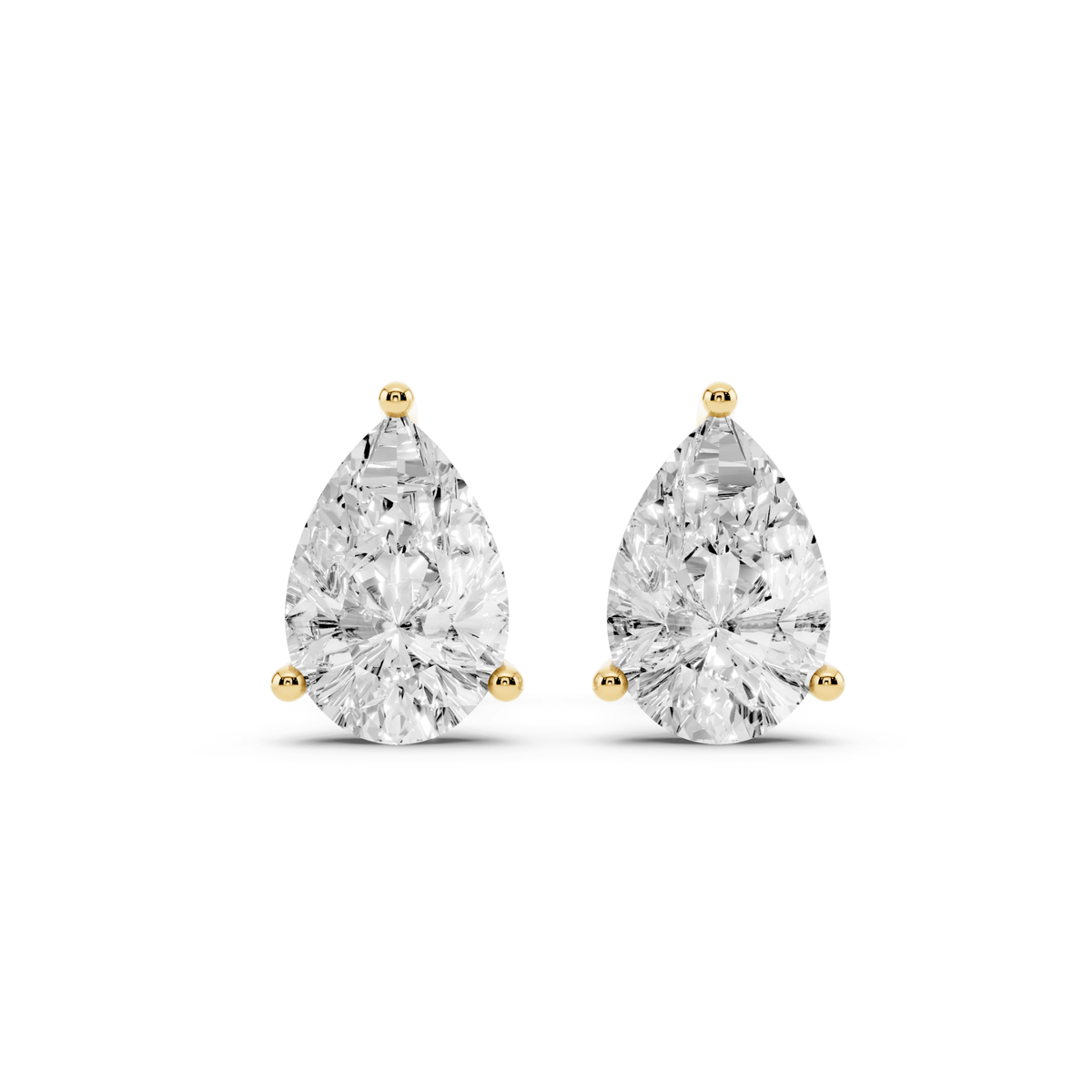 Pair of pear-shaped lab-grown diamond stud earrings