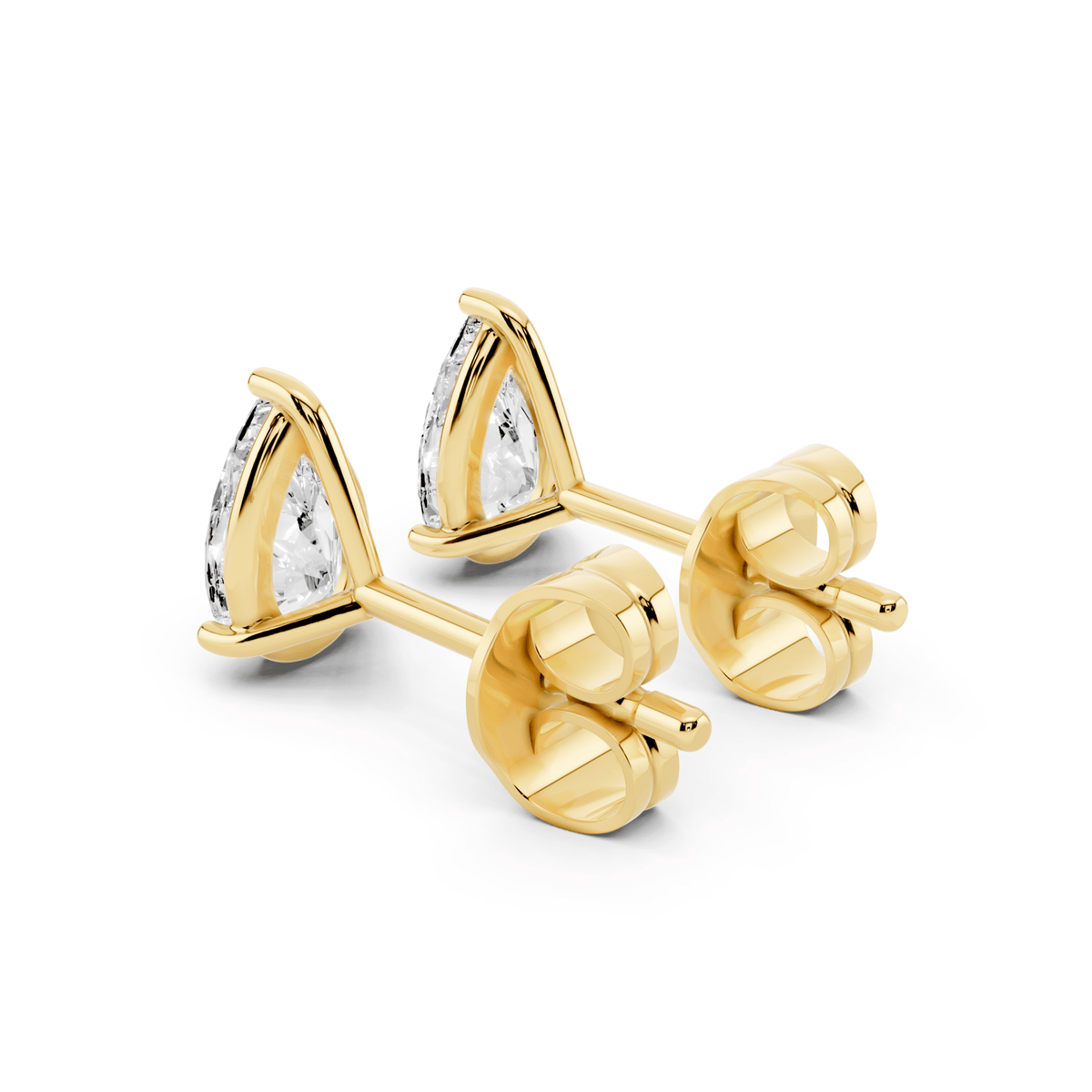 Pair of pear-shaped lab-grown diamond stud earrings