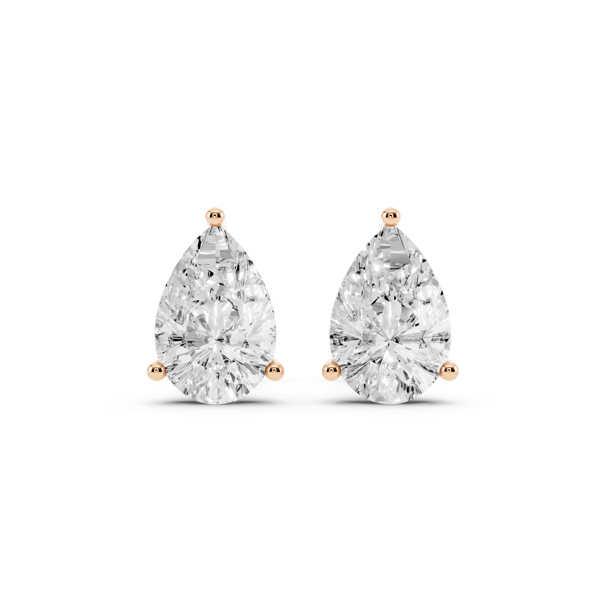 Pair of pear-shaped lab-grown diamond stud earrings