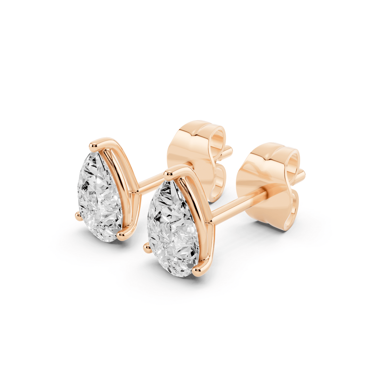 Pair of pear-shaped lab-grown diamond stud earrings