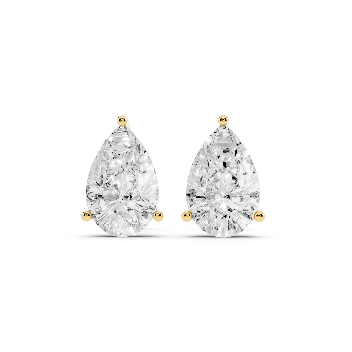 Pair of pear-shaped lab-grown diamond stud earrings