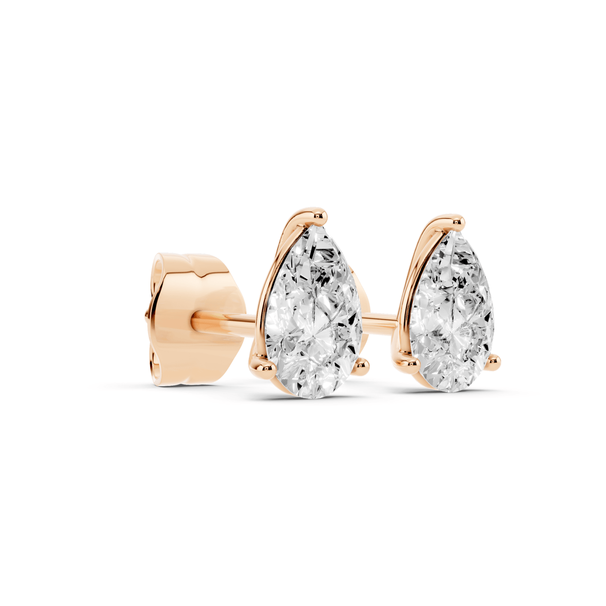 Pair of pear-shaped lab-grown diamond stud earrings