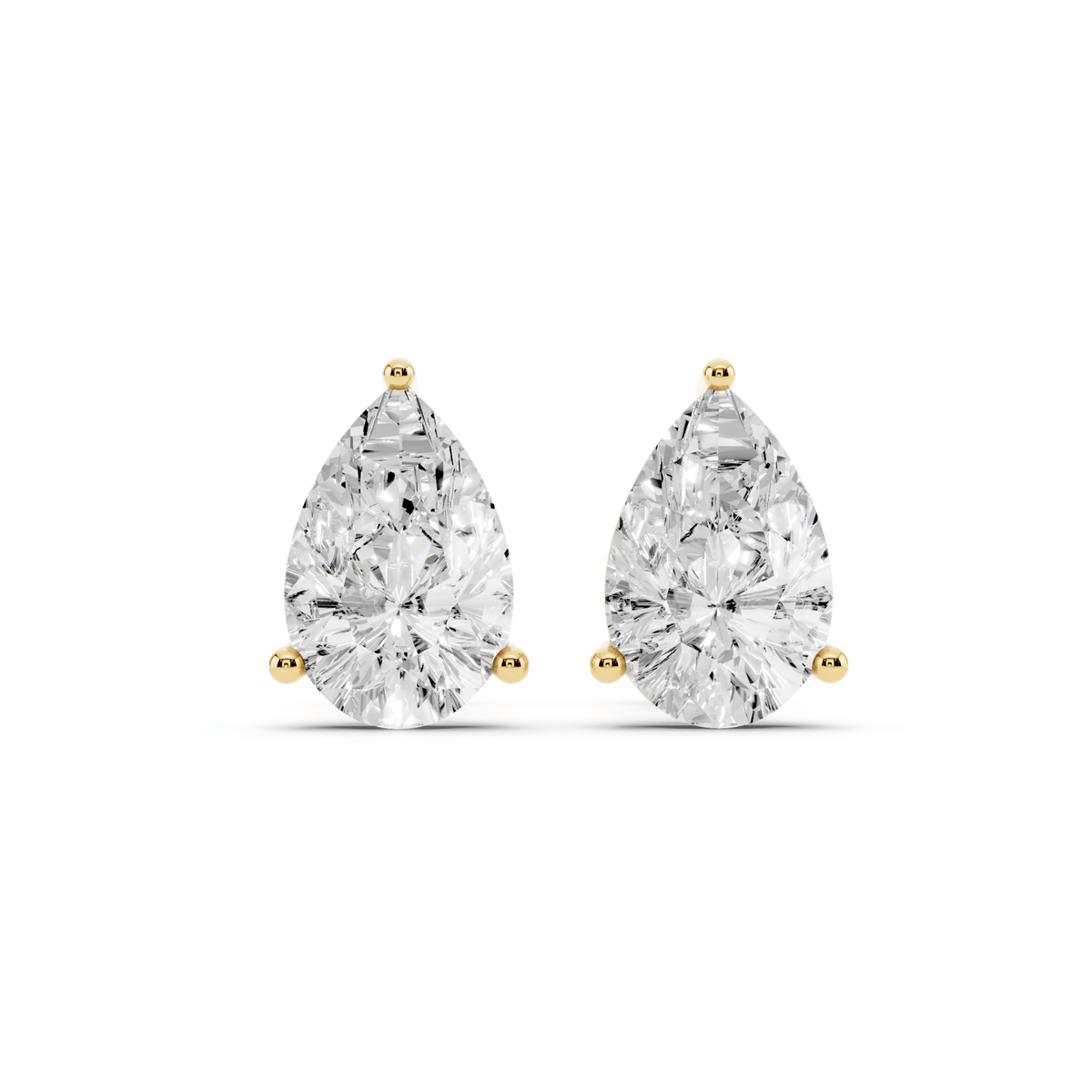 Pair of pear-shaped lab-grown diamond stud earrings