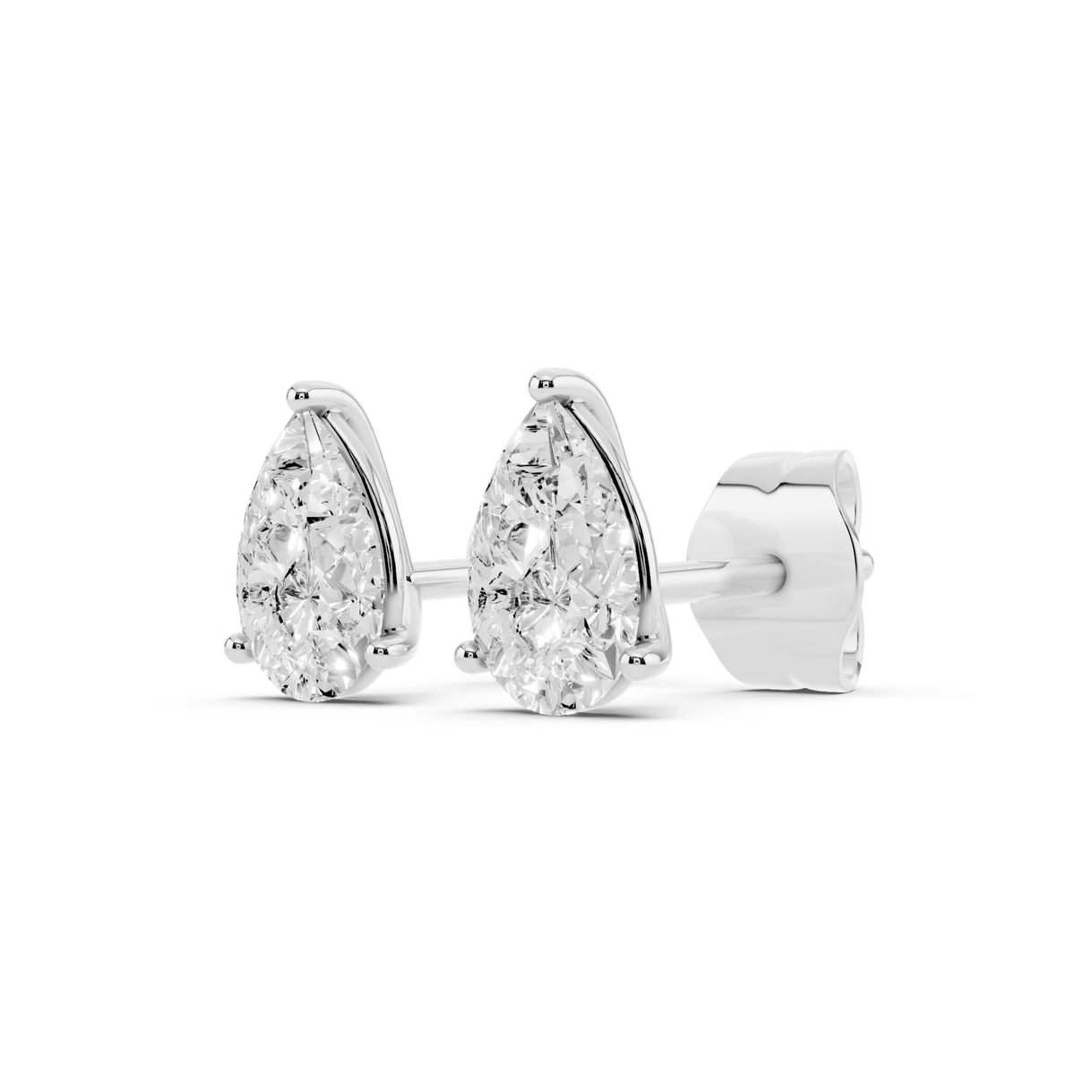 Pair of pear-shaped lab-grown diamond stud earrings