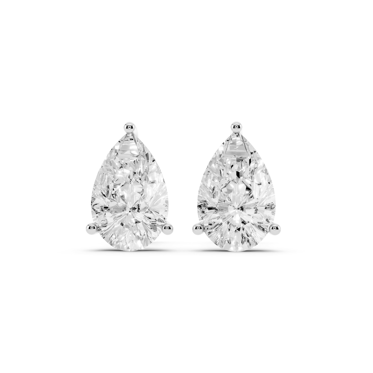 Pair of pear-shaped lab-grown diamond stud earrings