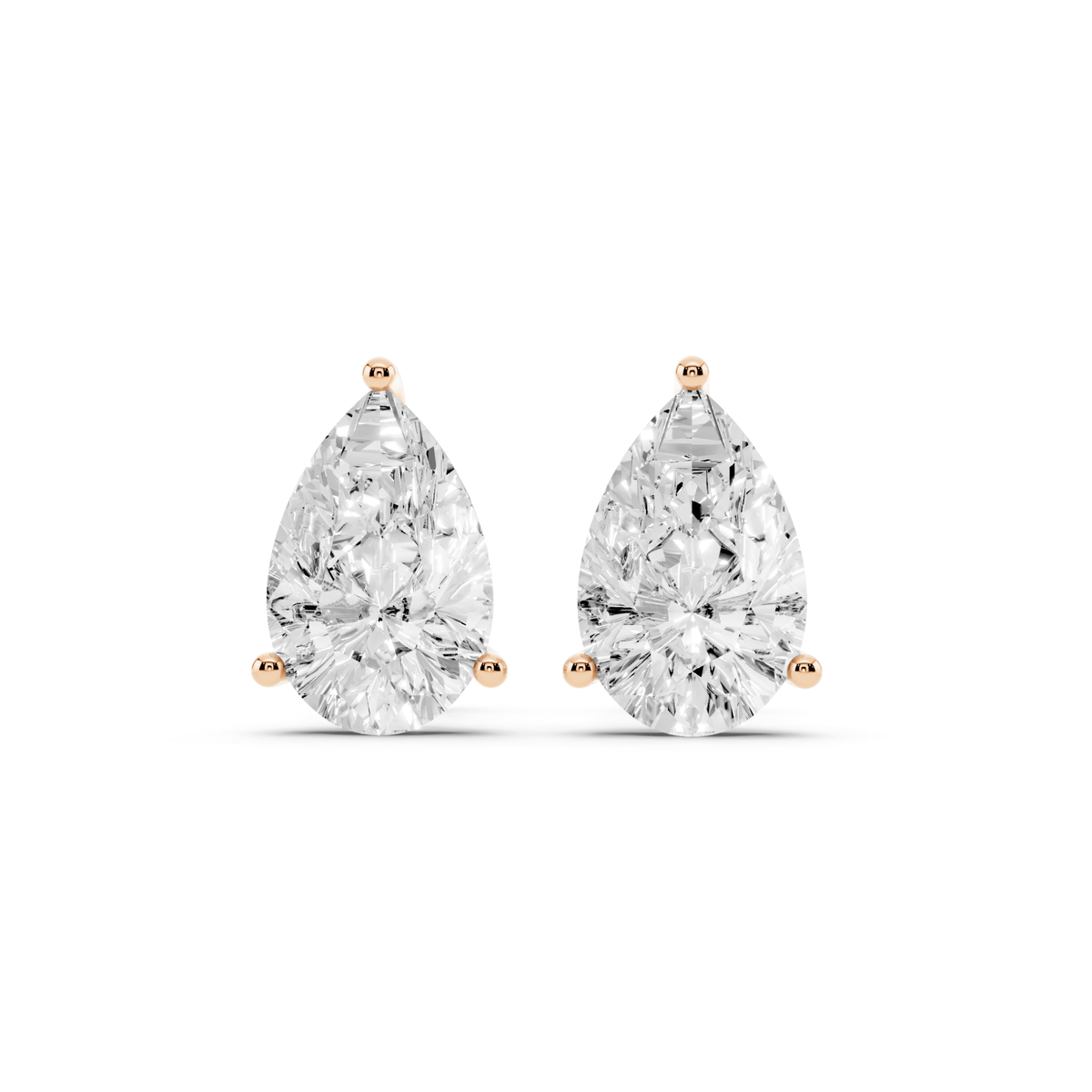 Pair of pear-shaped lab-grown diamond stud earrings
