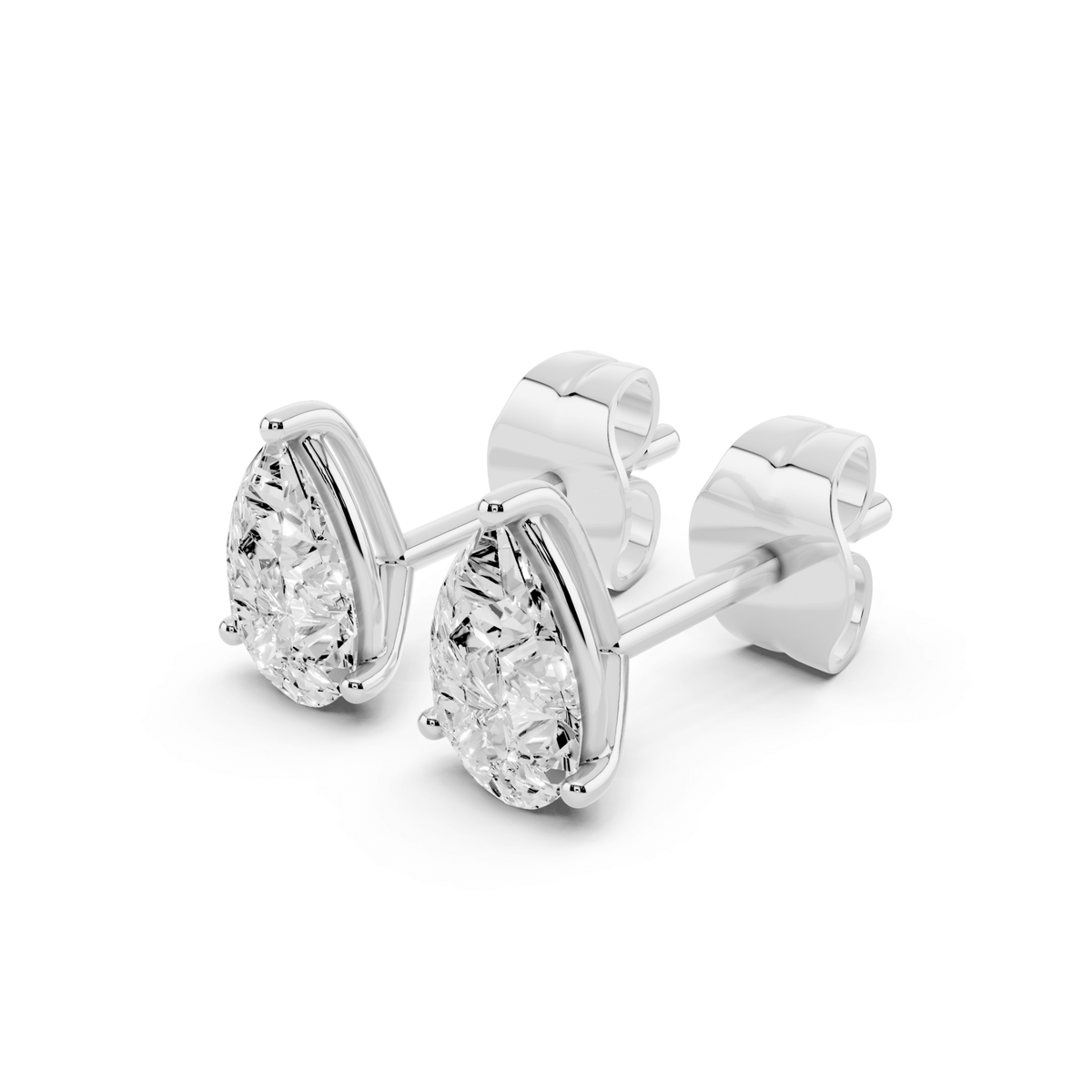Pair of pear-shaped lab-grown diamond stud earrings