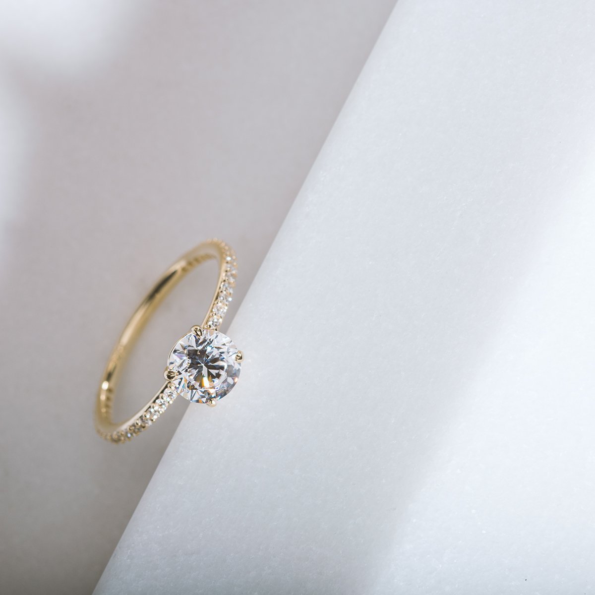 Solitaire Pave Engagement Ring
