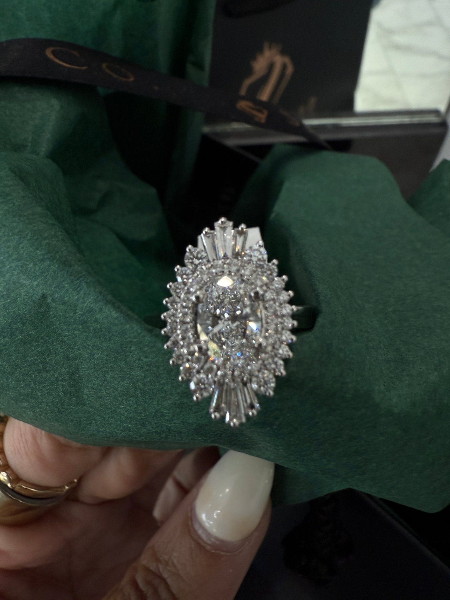 Sunburst Diamond Baguette Ring