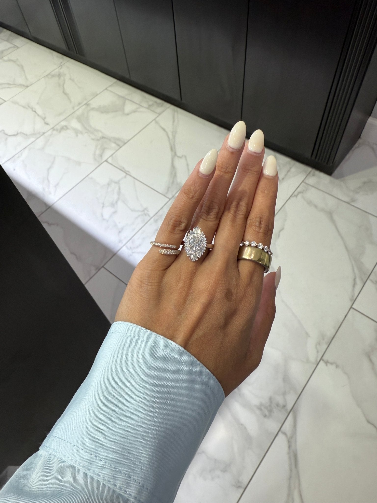Sunburst Diamond Baguette Ring