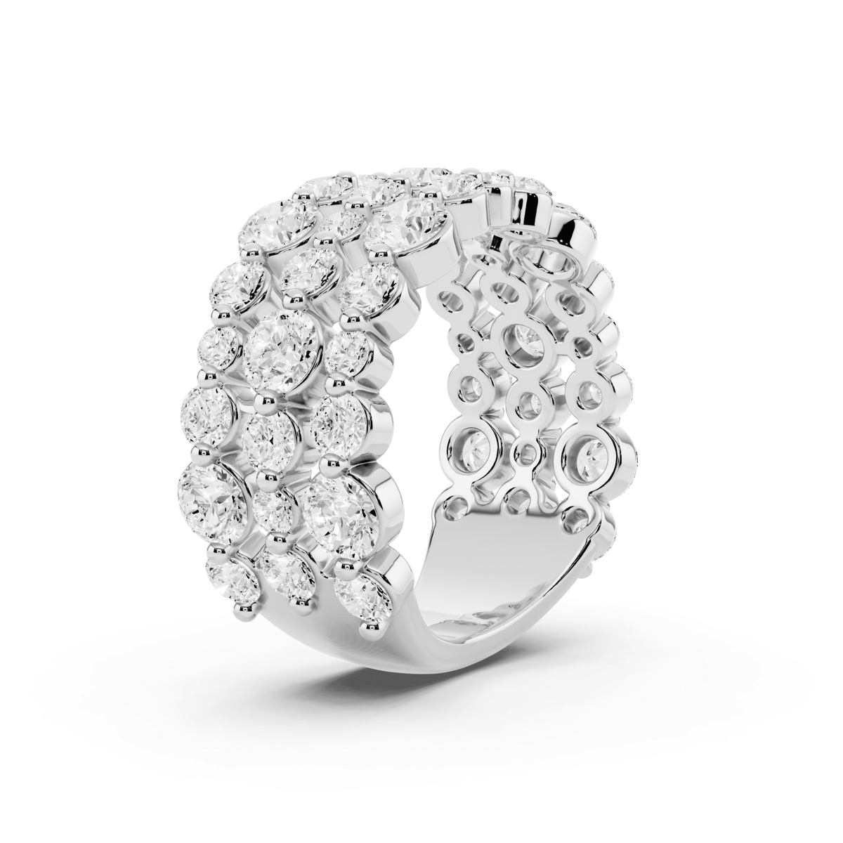 Three-Row Bubble Lab-Grown Diamond Ring