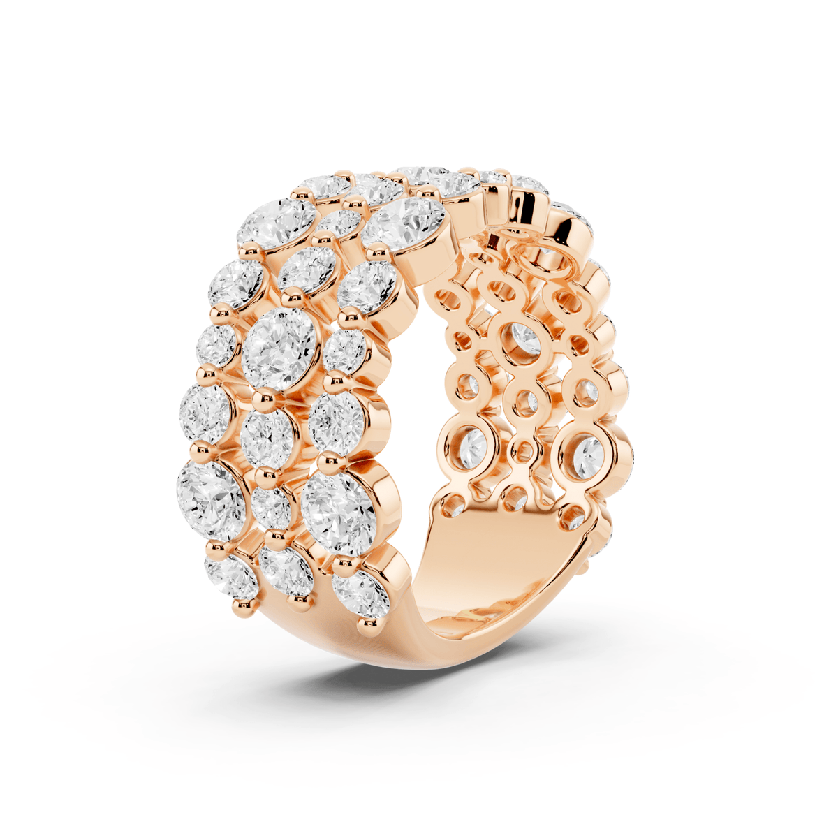 Three-Row Bubble Lab-Grown Diamond Ring