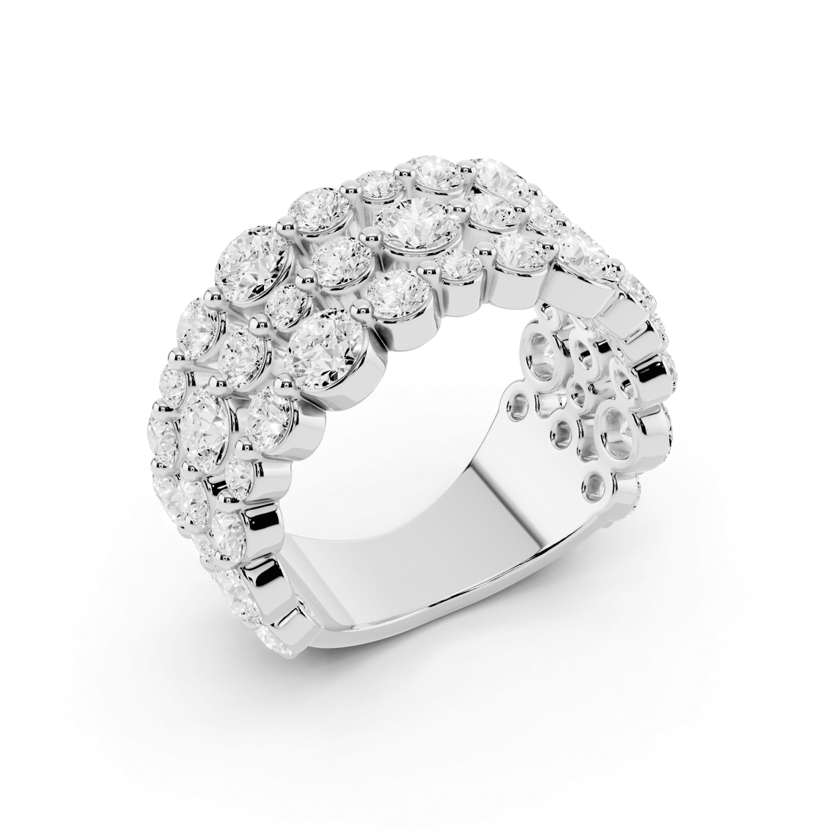 Three-Row Bubble Lab-Grown Diamond Ring