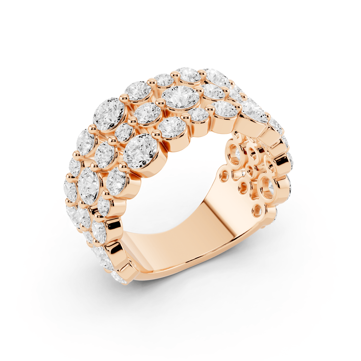 Three-Row Bubble Lab-Grown Diamond Ring