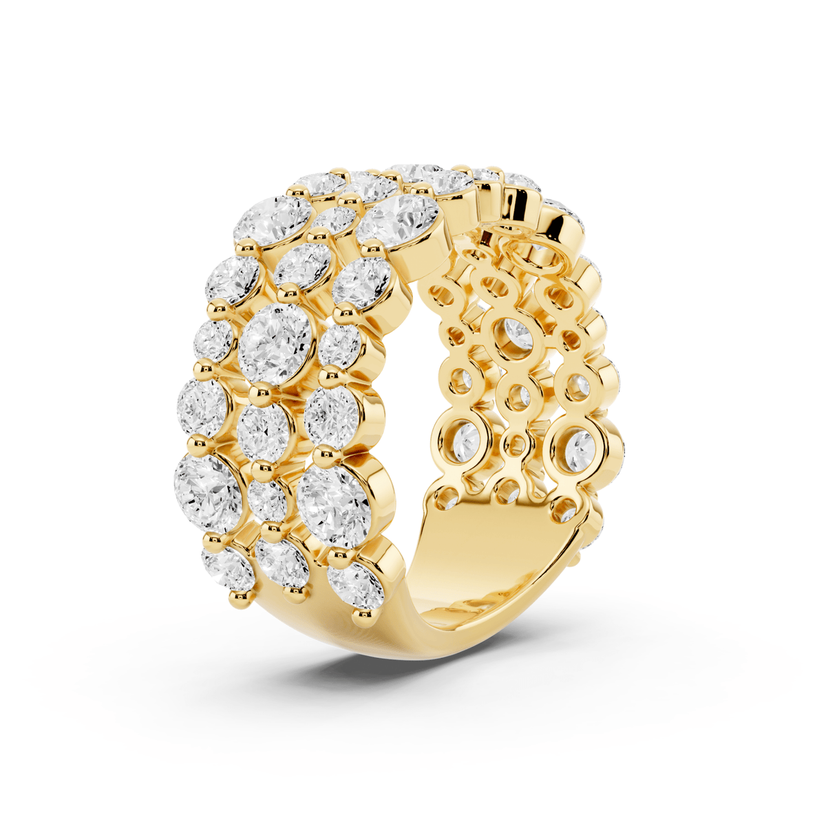 Three-Row Bubble Lab-Grown Diamond Ring