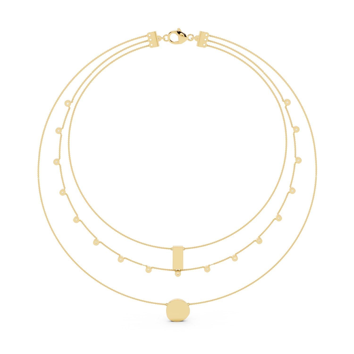 Triple Strand Diamond Layered Necklace