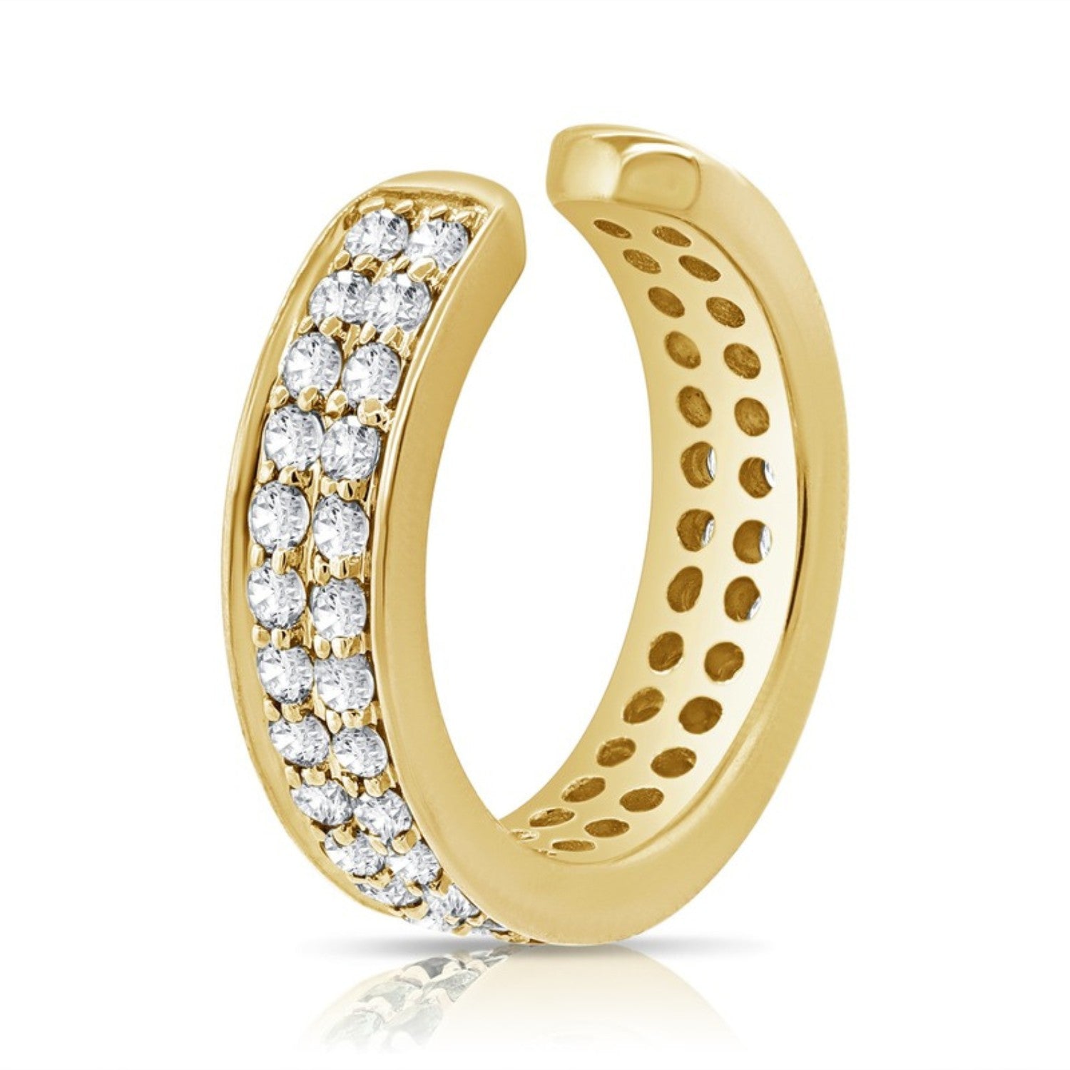 Two Row Pavé Diamond Ear Cuff in 14K yellow gold by Seema Fine Jewelry