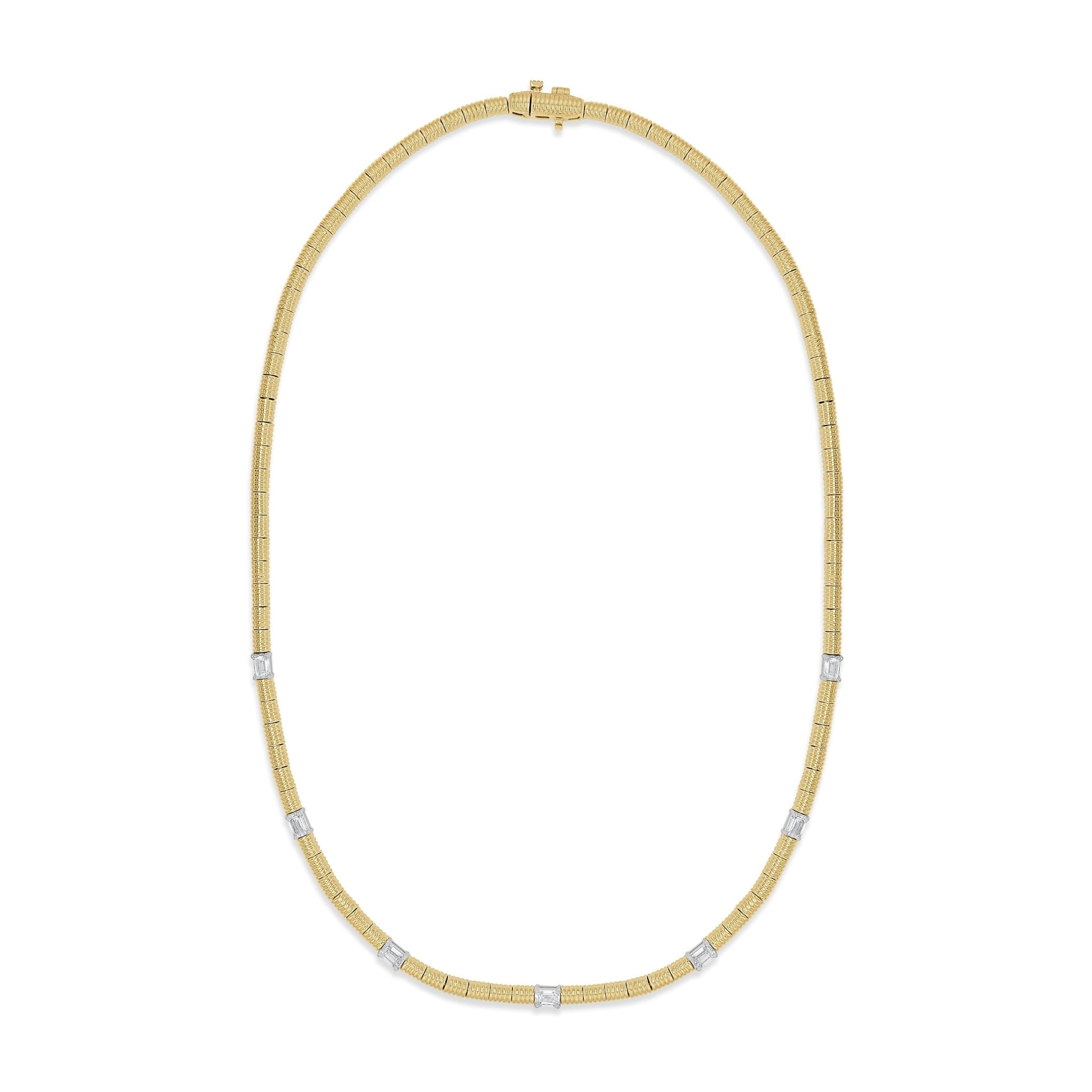 Two - Tone Emerald Cut Diamond Necklace
