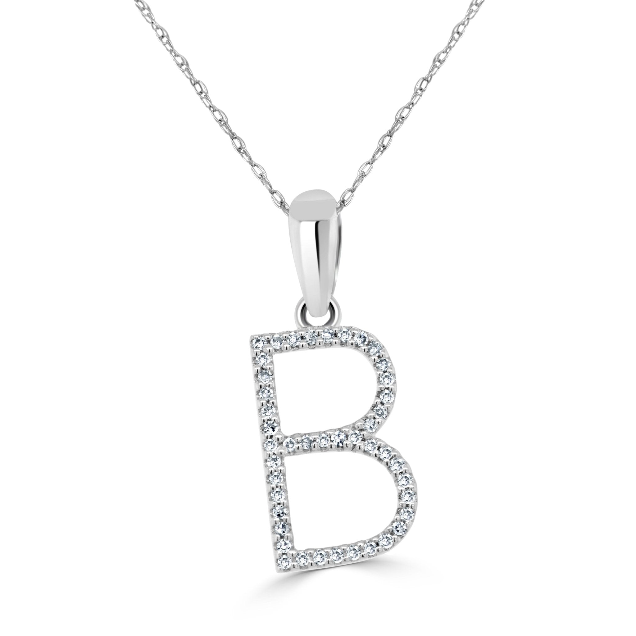 White Gold Diamond Initial Necklace