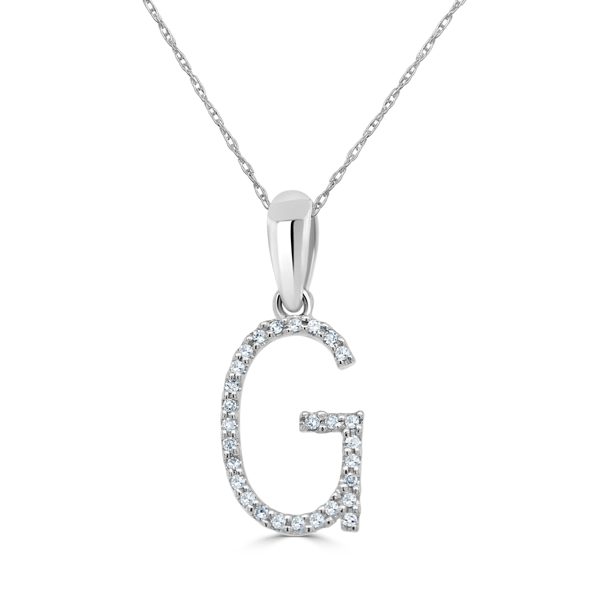White Gold Diamond Initial Necklace