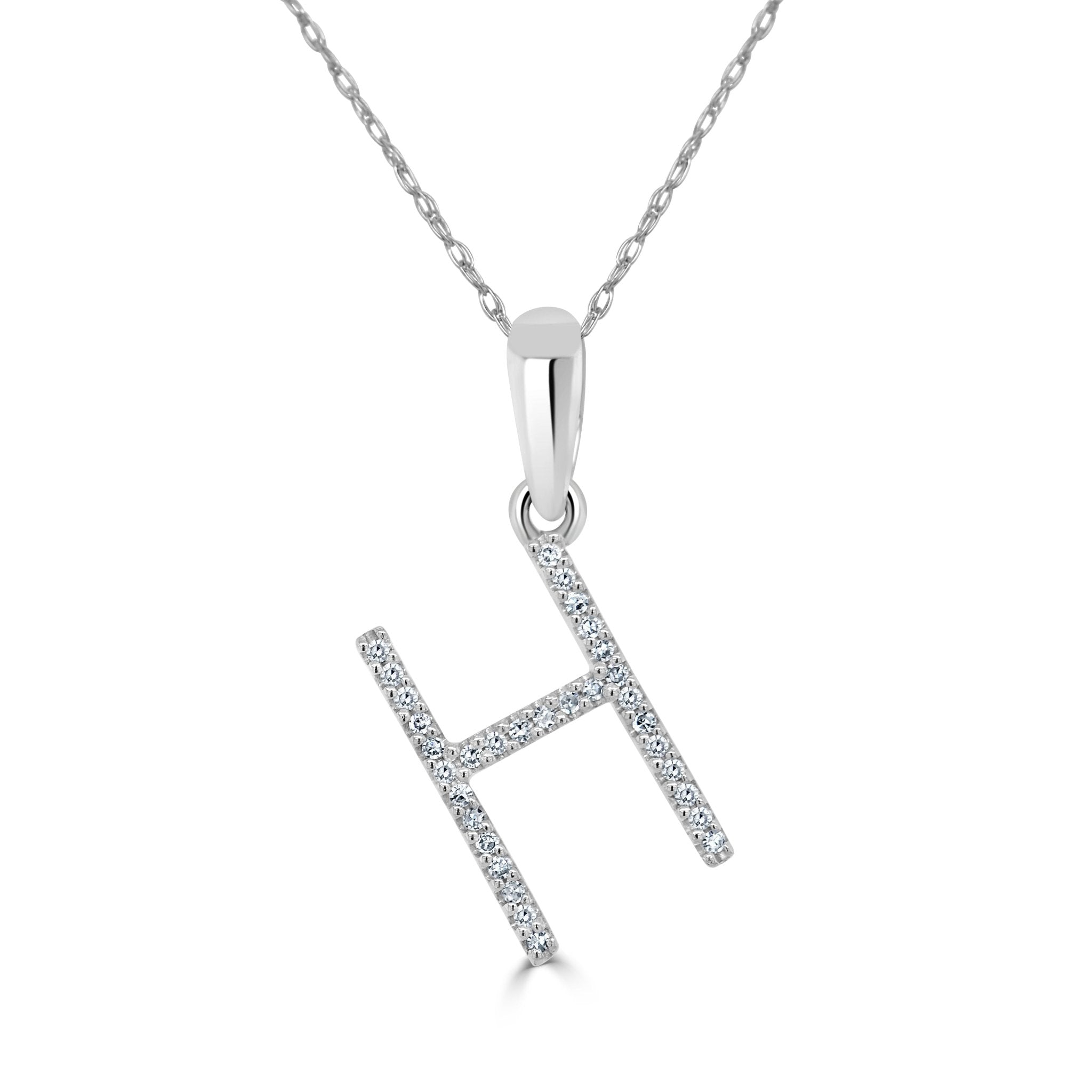 White Gold Diamond Initial Necklace