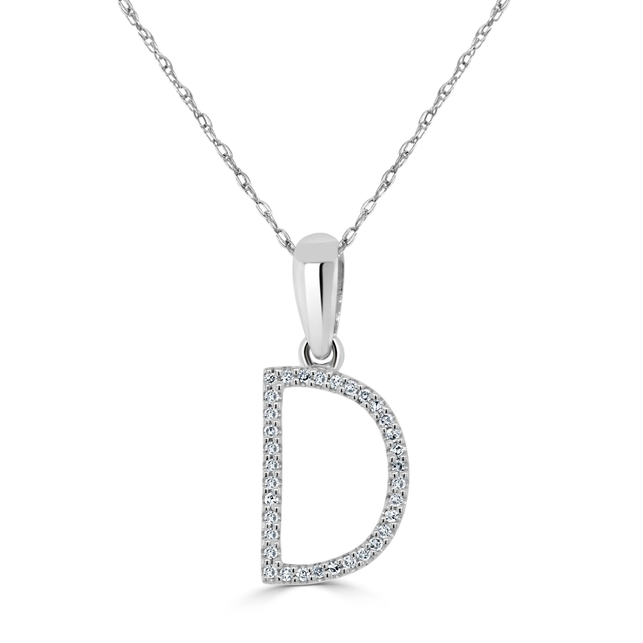 White Gold Diamond Initial Necklace
