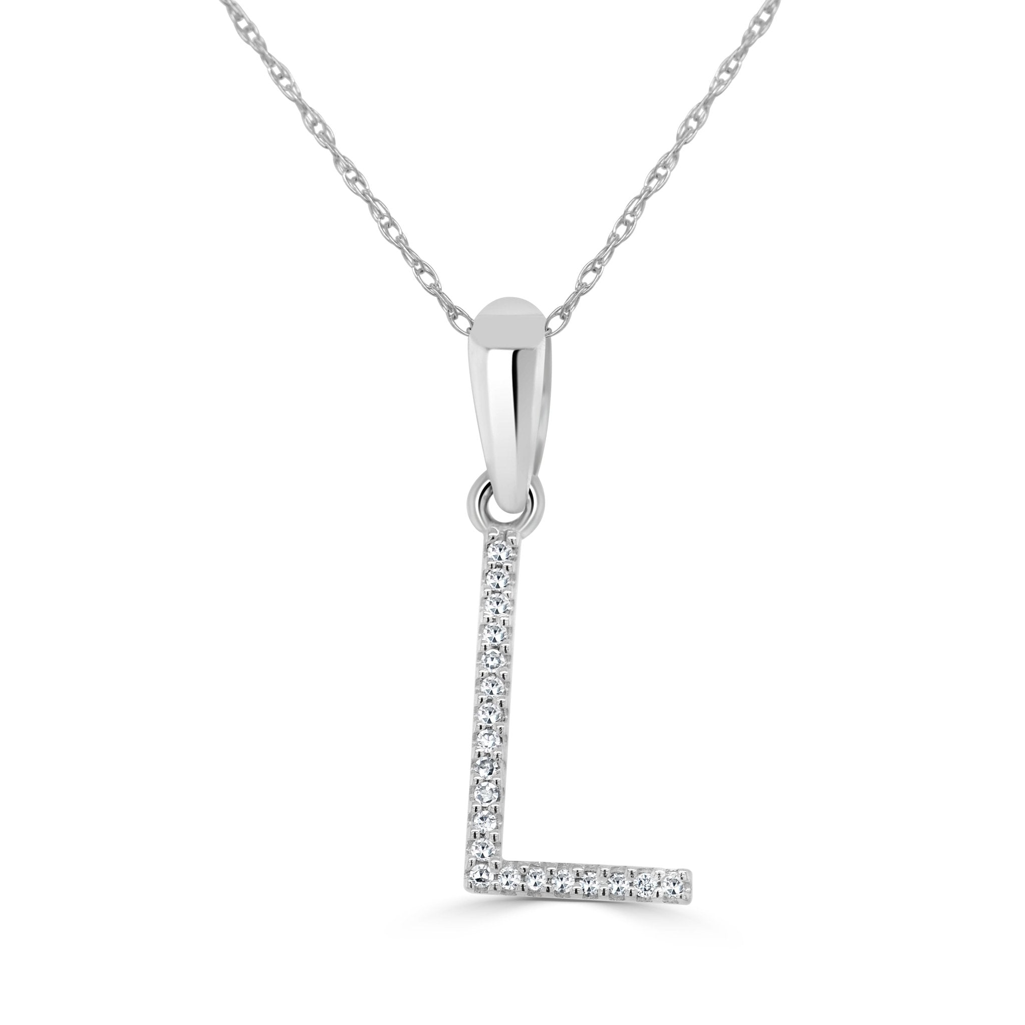 White Gold Diamond Initial Necklace