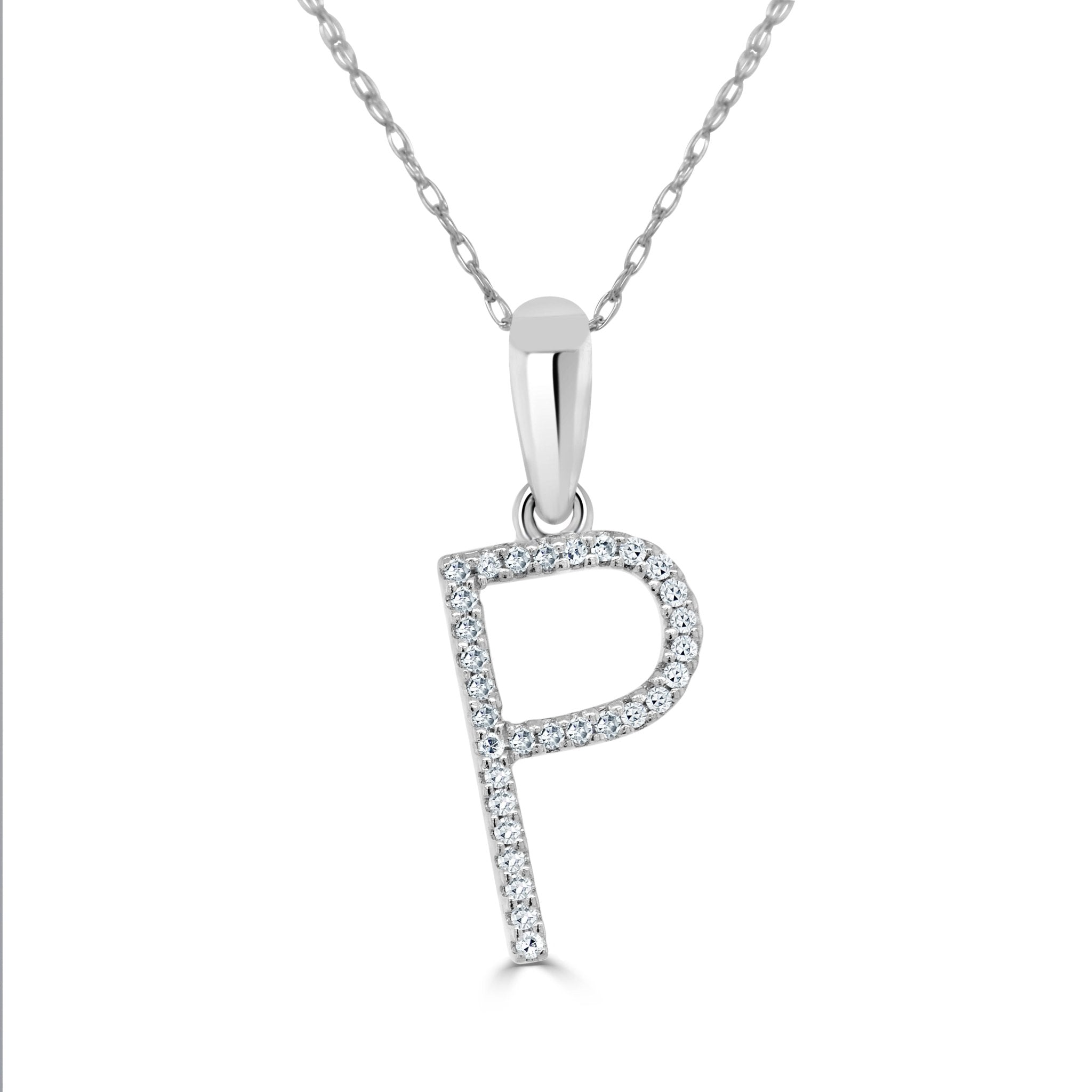 White Gold Diamond Initial Necklace