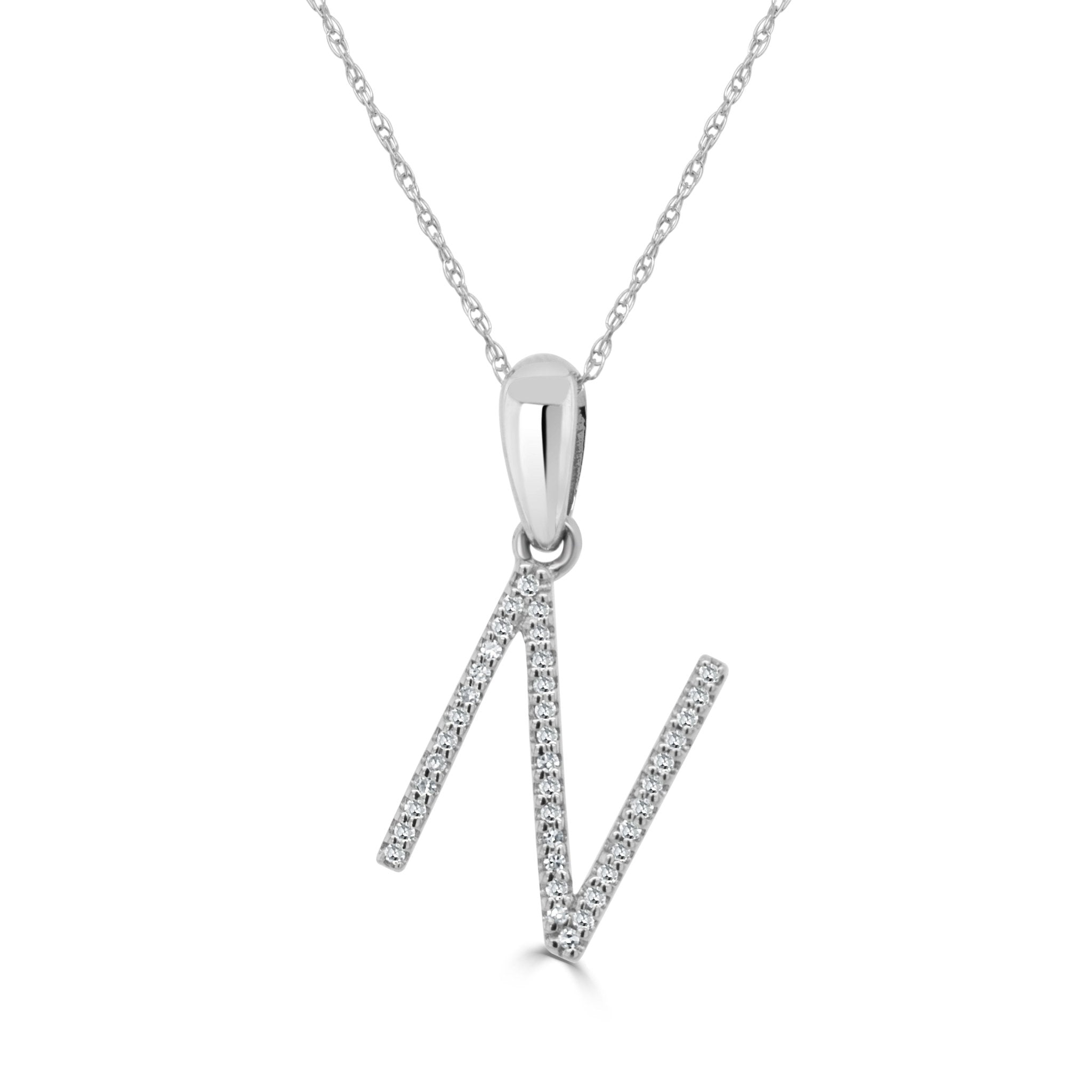 White Gold Diamond Initial Necklace