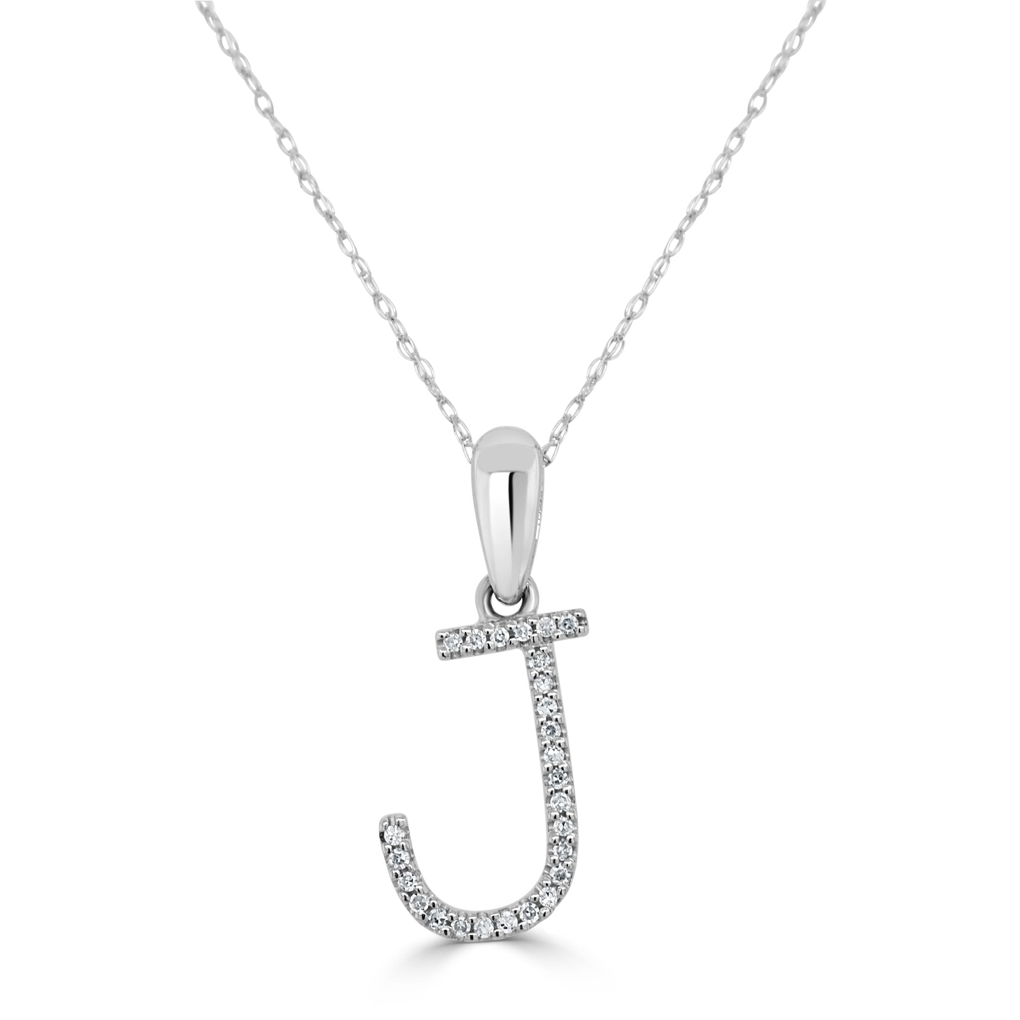 White Gold Diamond Initial Necklace