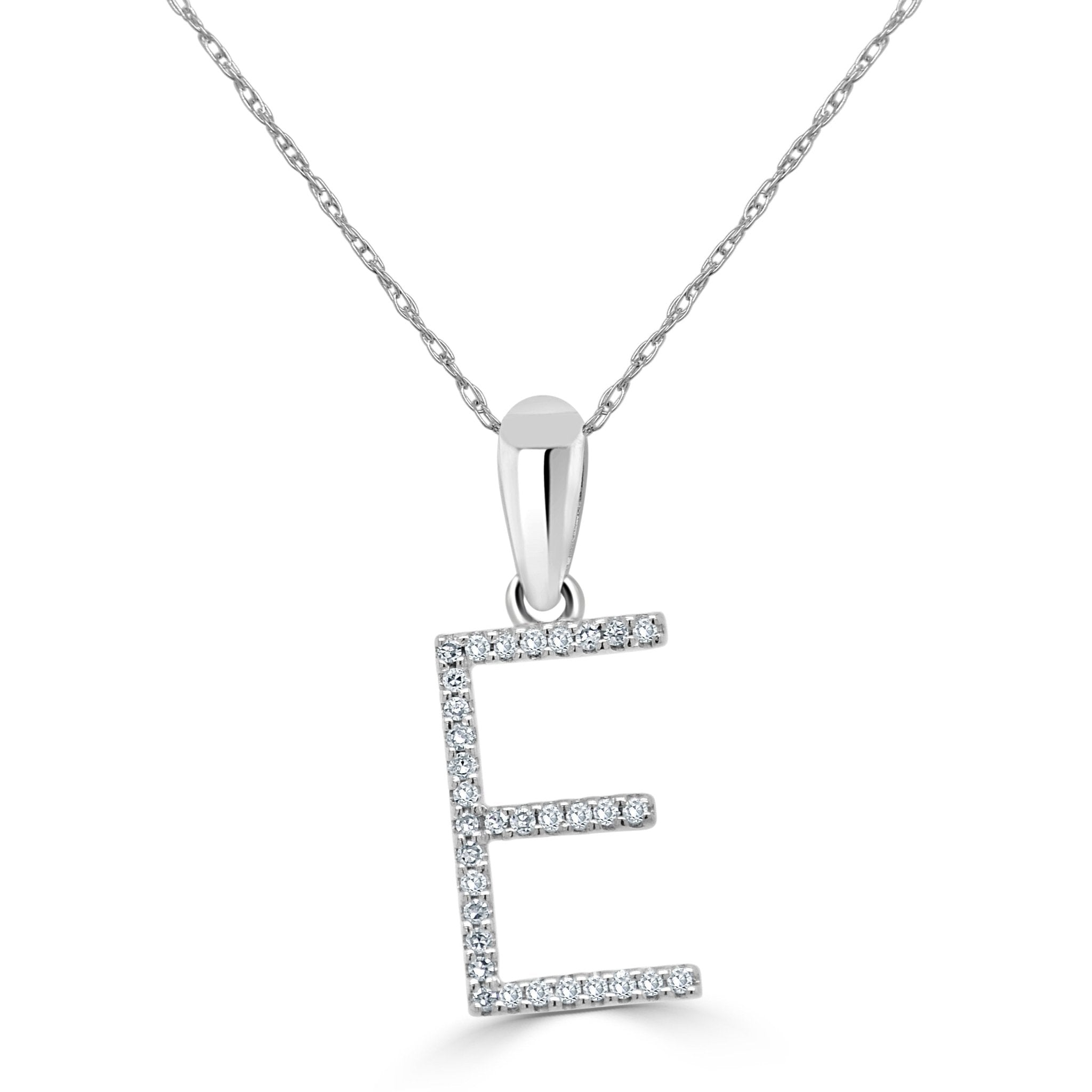 White Gold Diamond Initial Necklace